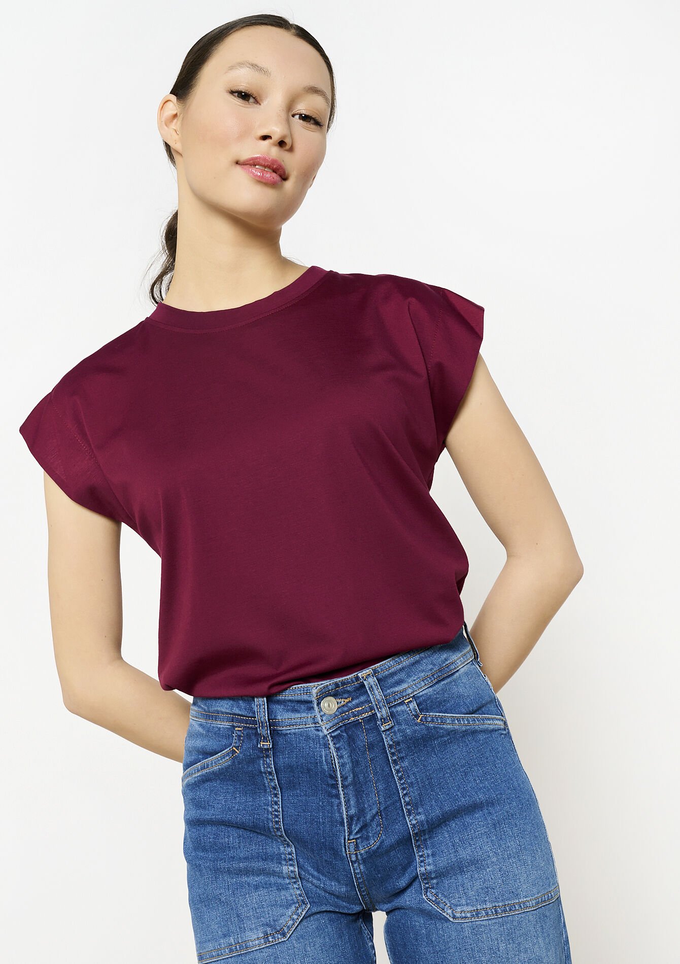 T-shirt met korte mouwen, T-shirt met korte mouwen - BORDEAU WINE - 02301715_1467