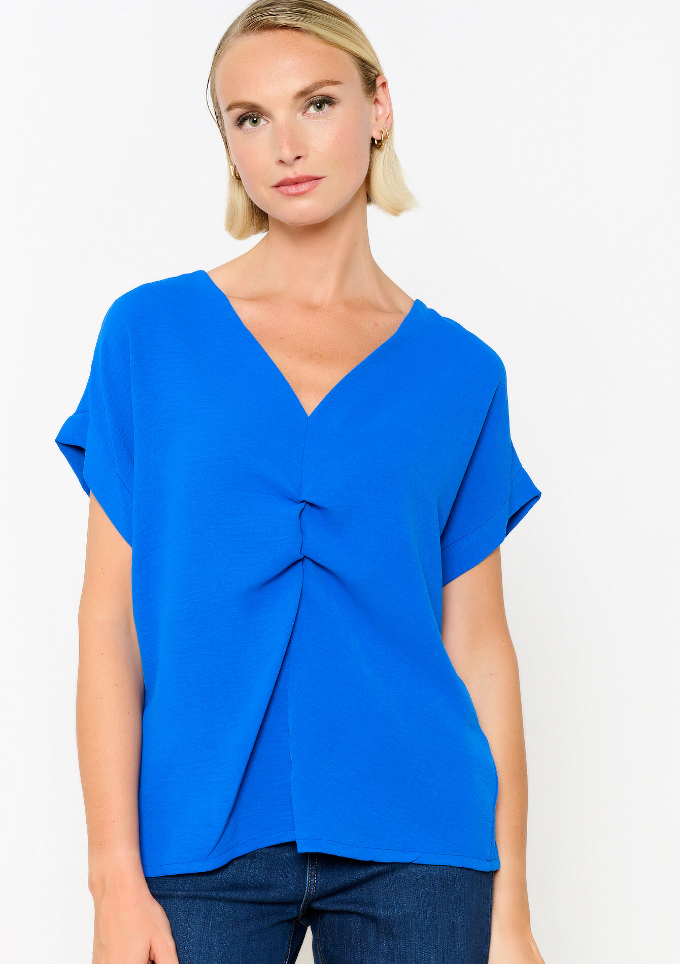 Blouse met V-hals, Blouse met V-hals - ELECTRIC BLUE - 05702624_1619