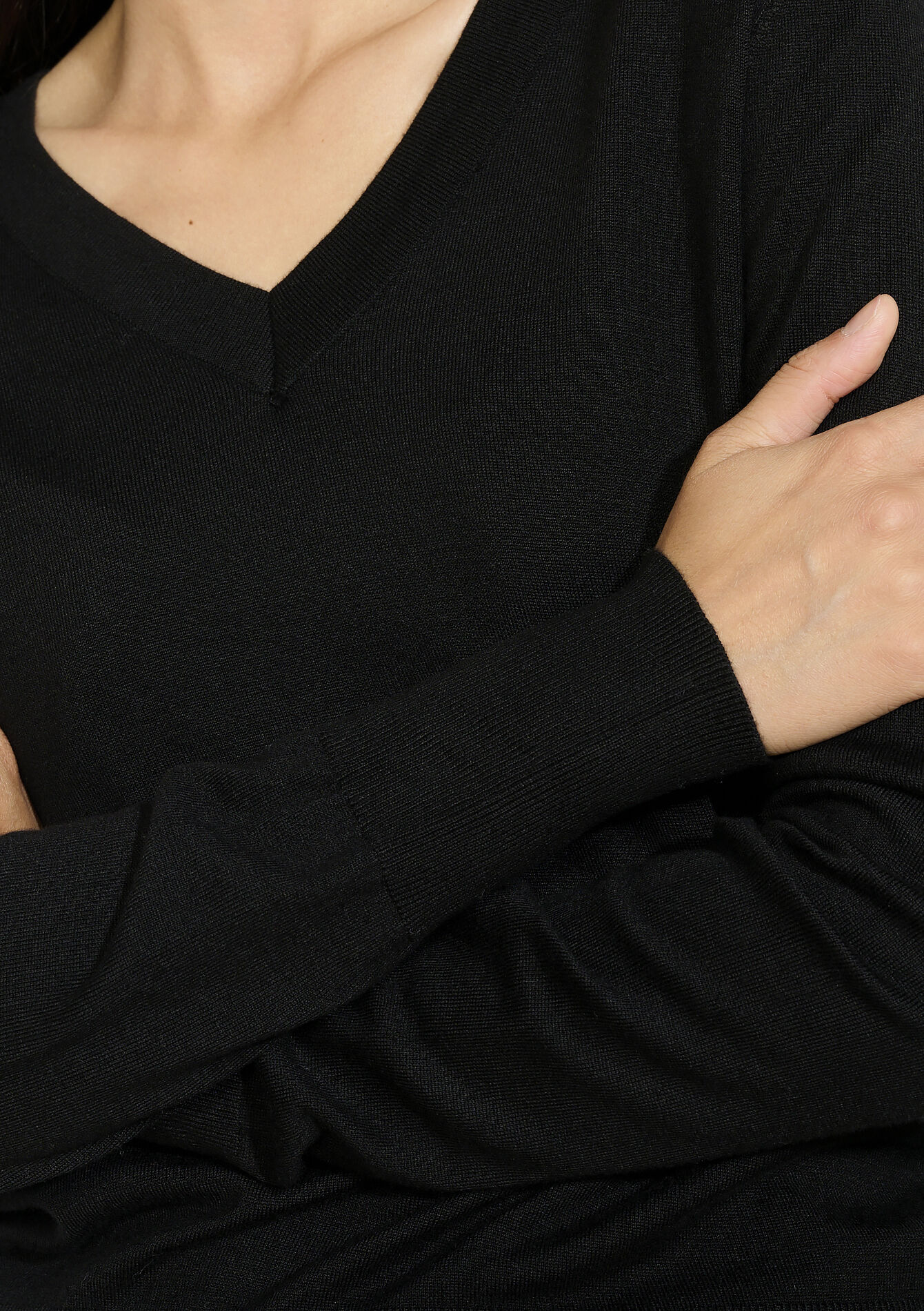 V-hals trui met knoopjes - BLACK - 04006975_1119