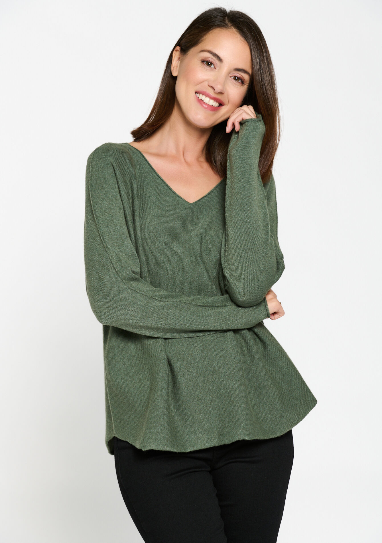 Pullover à manches chauve-souris, Pullover à manches chauve-souris - KHAKI MED - 04006311_4327