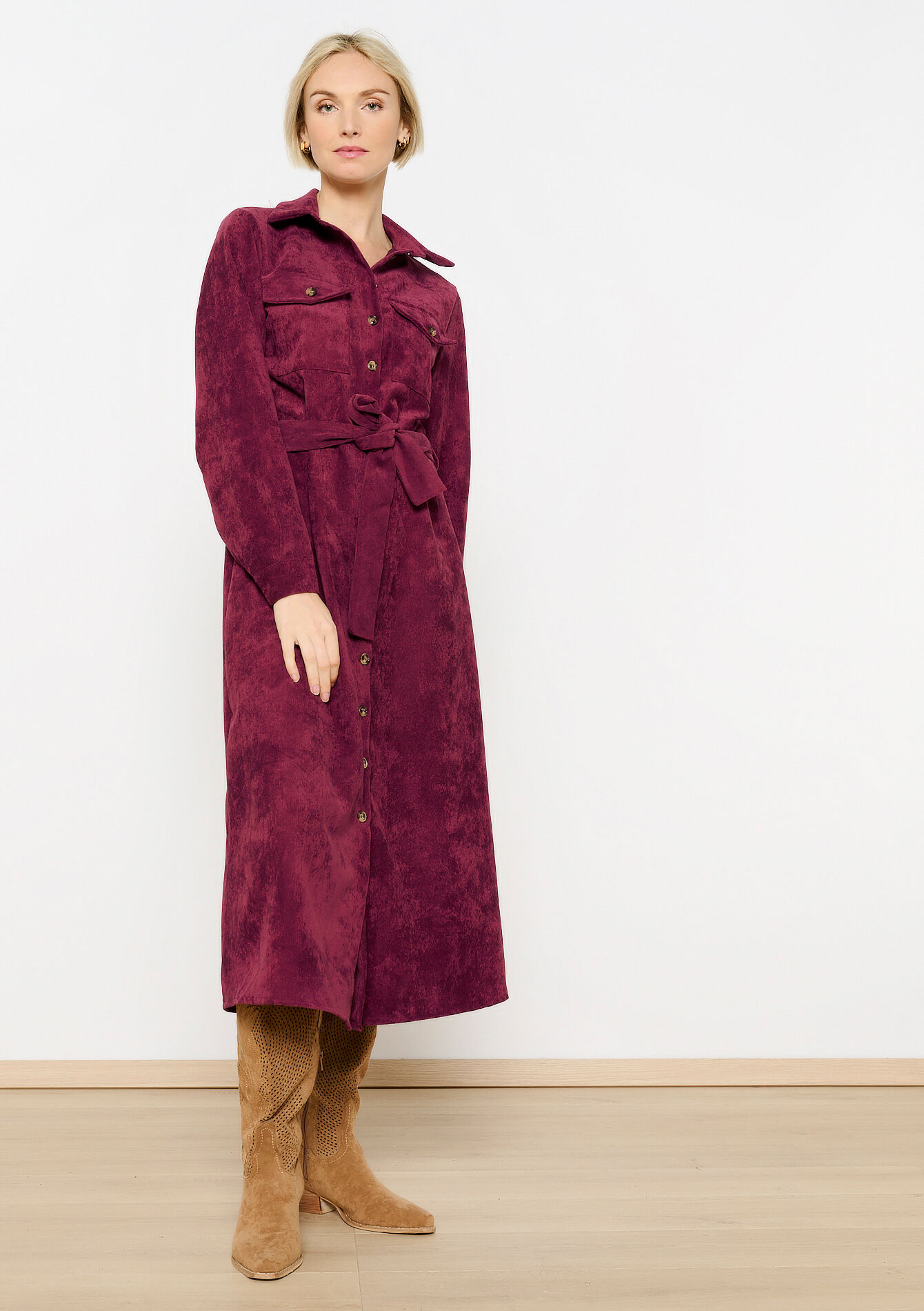 Corduroy hemdjurk, Corduroy hemdjurk - DARK BORDEAUX - 08103875_1424