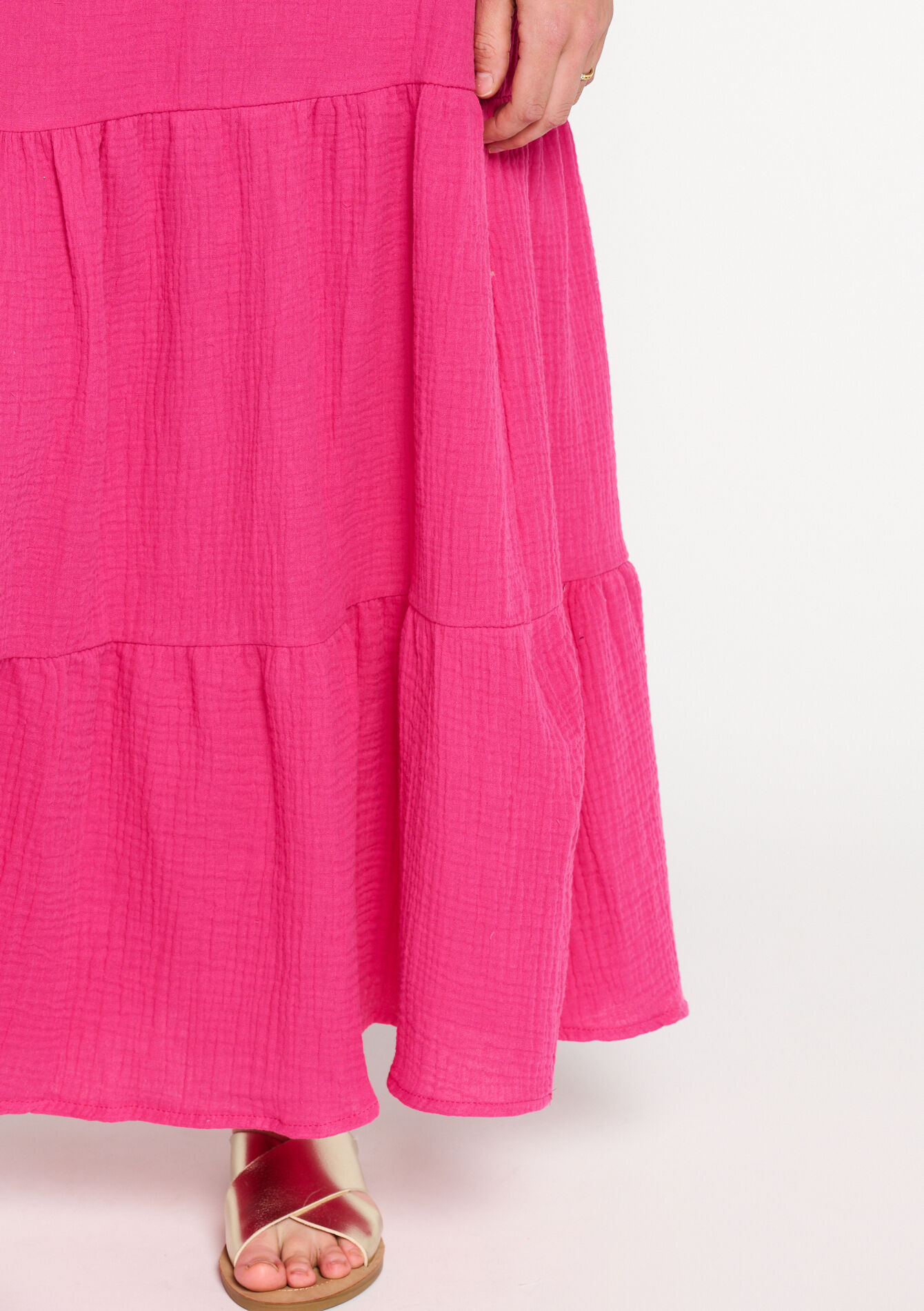 Jupe longue en gaze de coton, Jupe longue en gaze de coton - FUCHSIA PINK - 07101109_2518