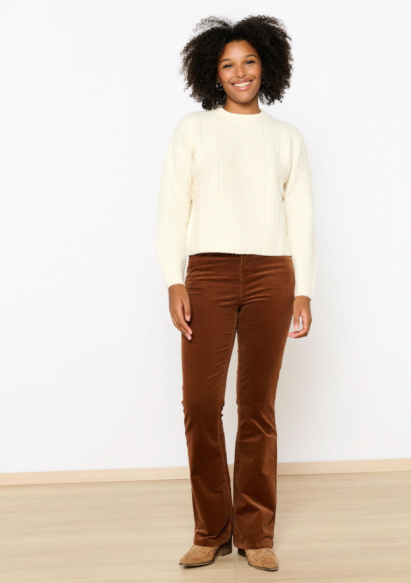 Kabelgebreide trui, Kabelgebreide trui - VANILLA WHITE - 04006575_1013