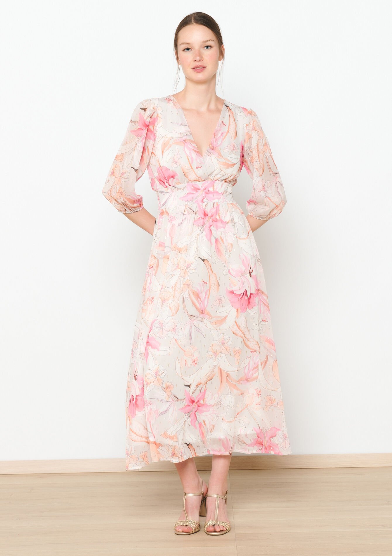Maxi-jurk met bloemenprint, Maxi-jurk met bloemenprint - NUDE LOTUS - 08103762_4118