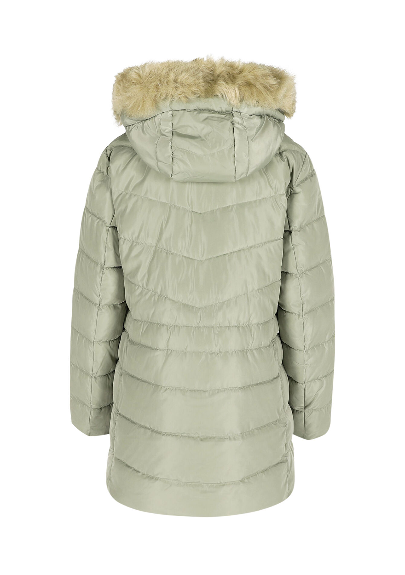 Doudoune capuche bord fourrure - KHAKI FADED - 23000755_4326