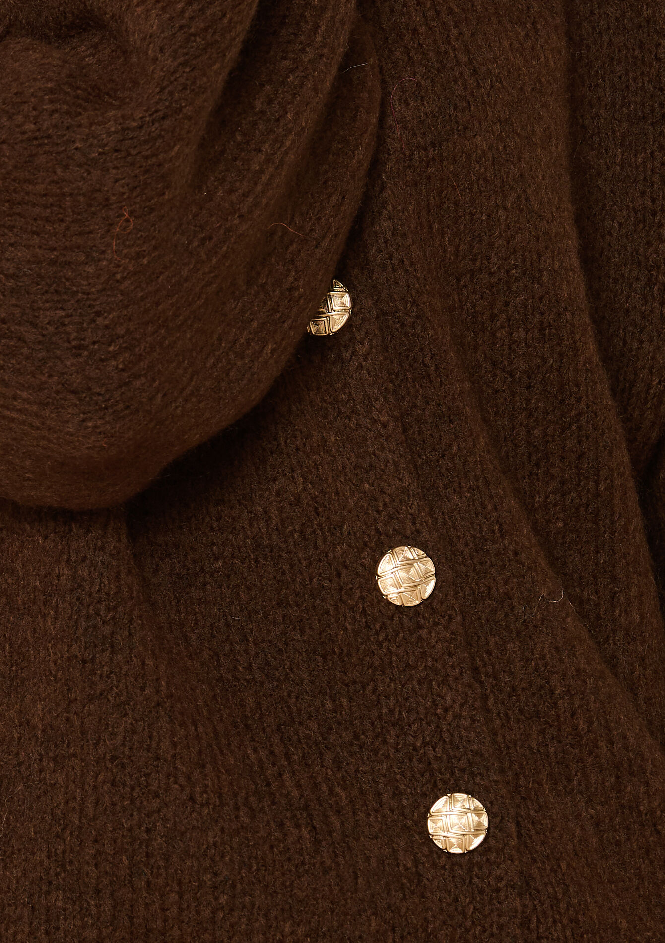 Cardigan met gouden knopen, Cardigan met gouden knopen - BROWN DARK CHOCOLATE - 1120503