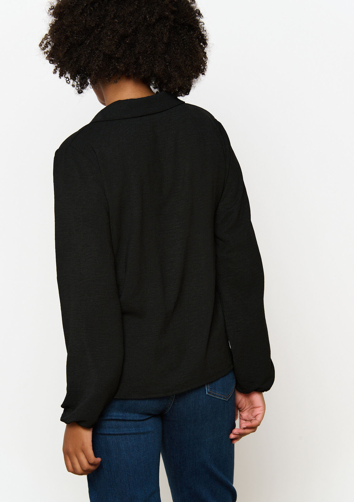 Blouse à col polo - BLACK - 05702673_1119