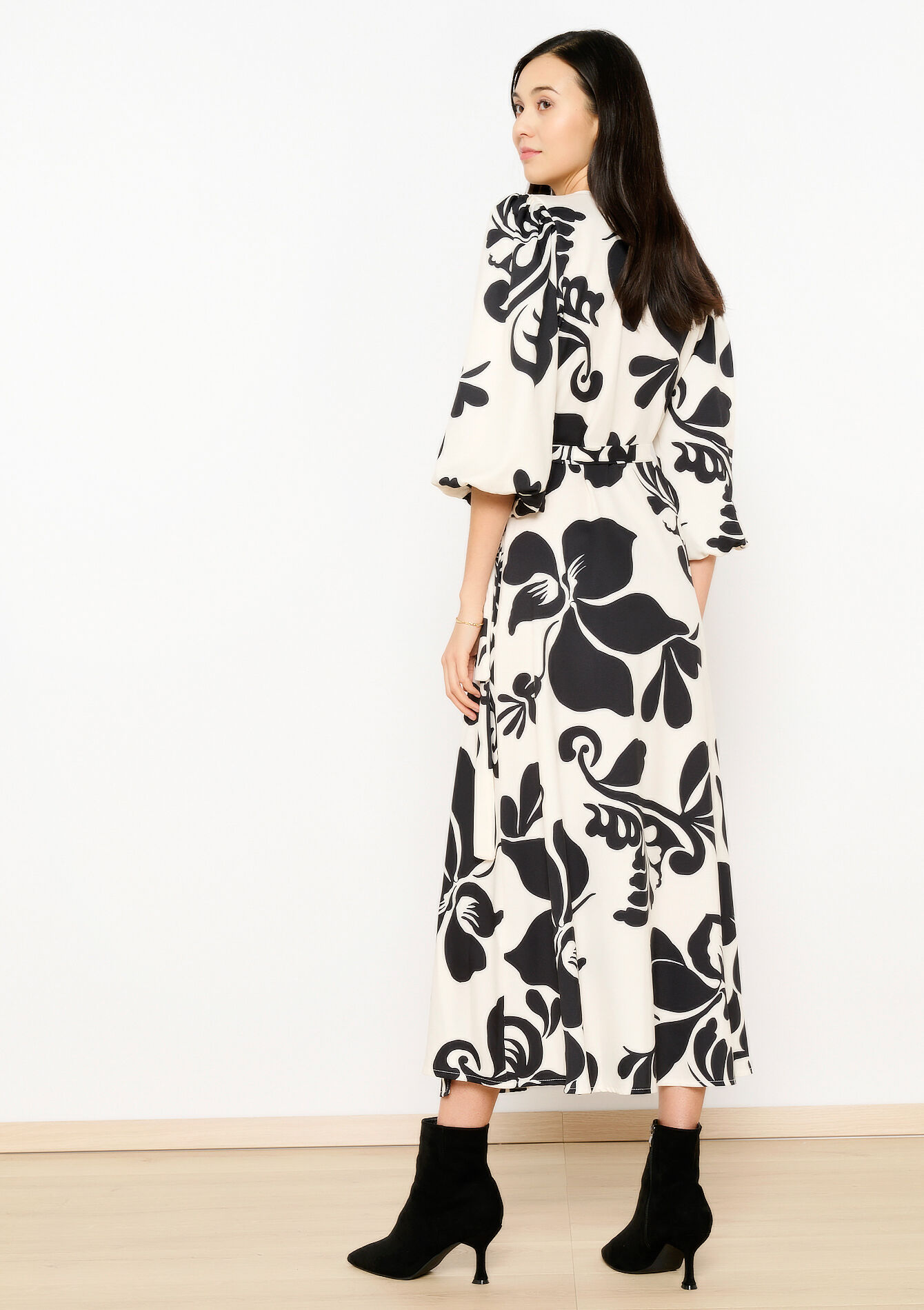 Maxi wikkeljurk met bloemenprint - OFFWHITE - 08602288_1001