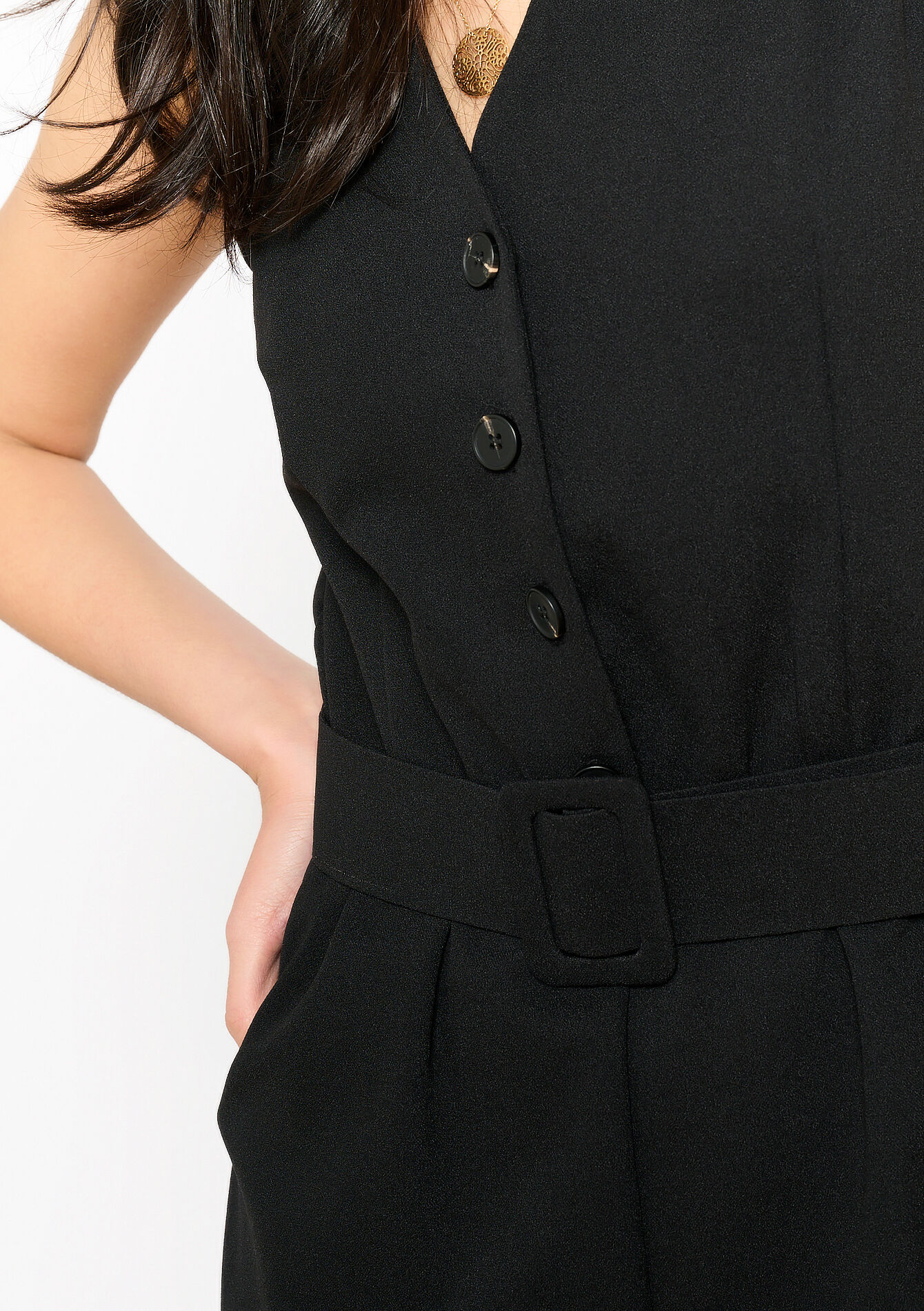 Jumpsuit in scuba fabric, Jumpsuit in scuba fabric - BLACK - 06004593_1119