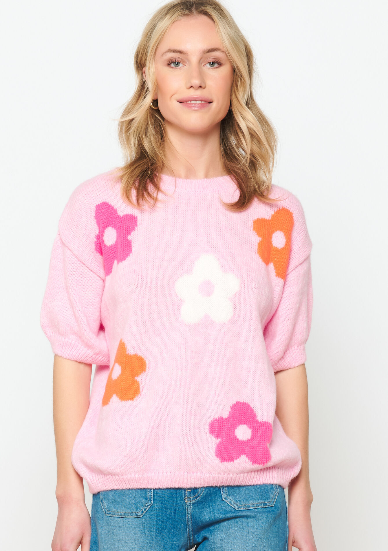 Pullover with floral pattern, Pullover with floral pattern - PINK BUBBLEGUM - 04006476_1477