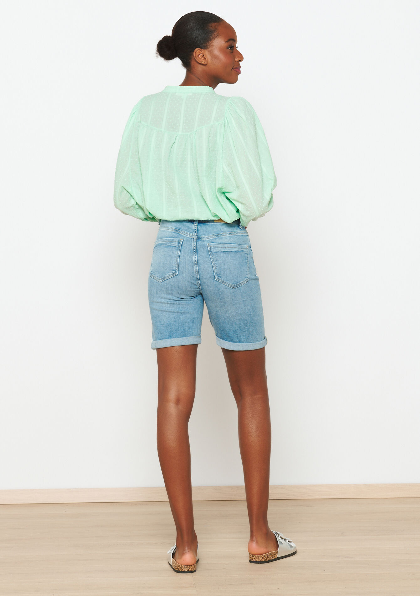 Short long en denim - BLUE BLEACHED - 22000516_0502