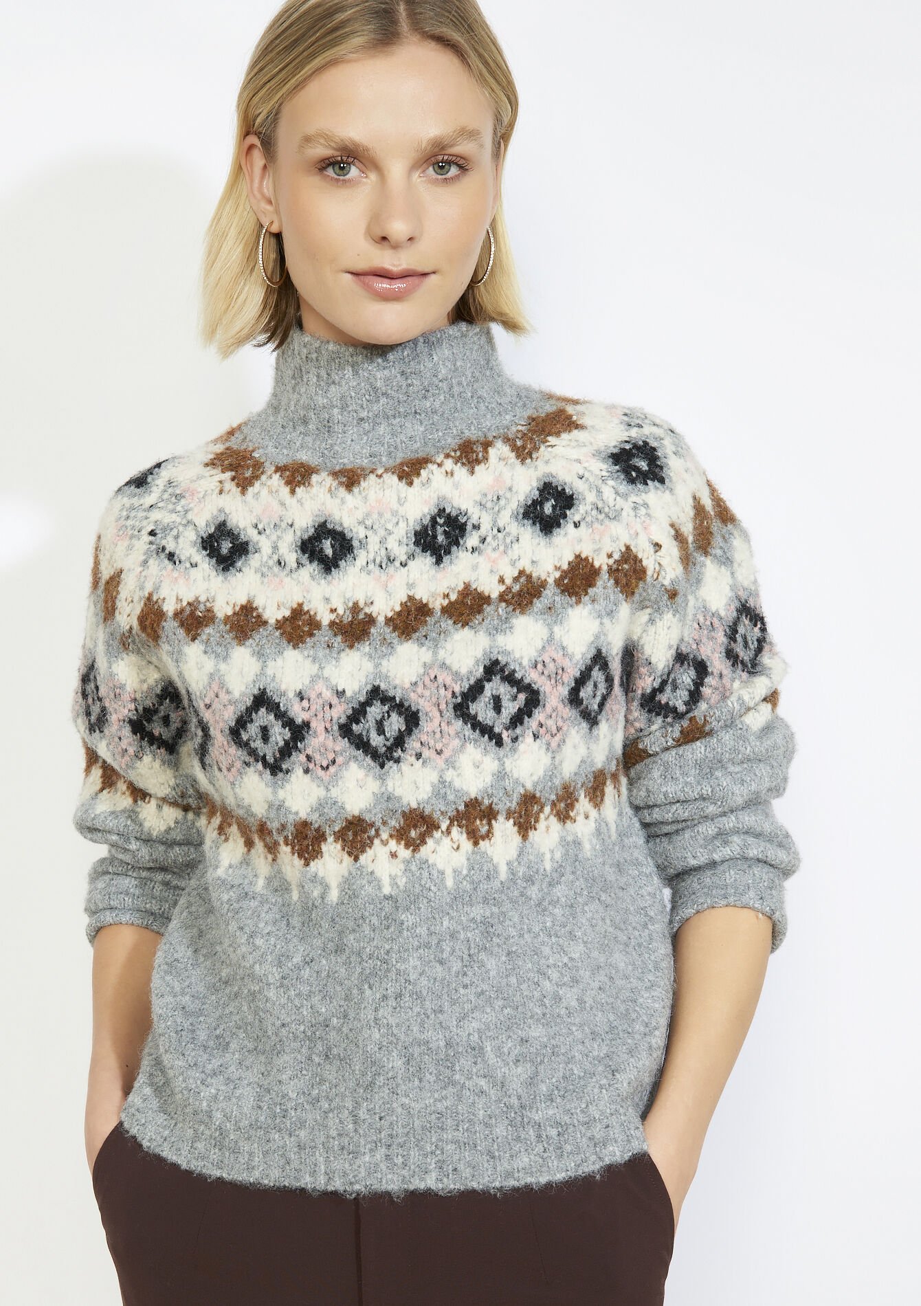 Jacquard coltrui - GREY MED MEL - 04007143_3507