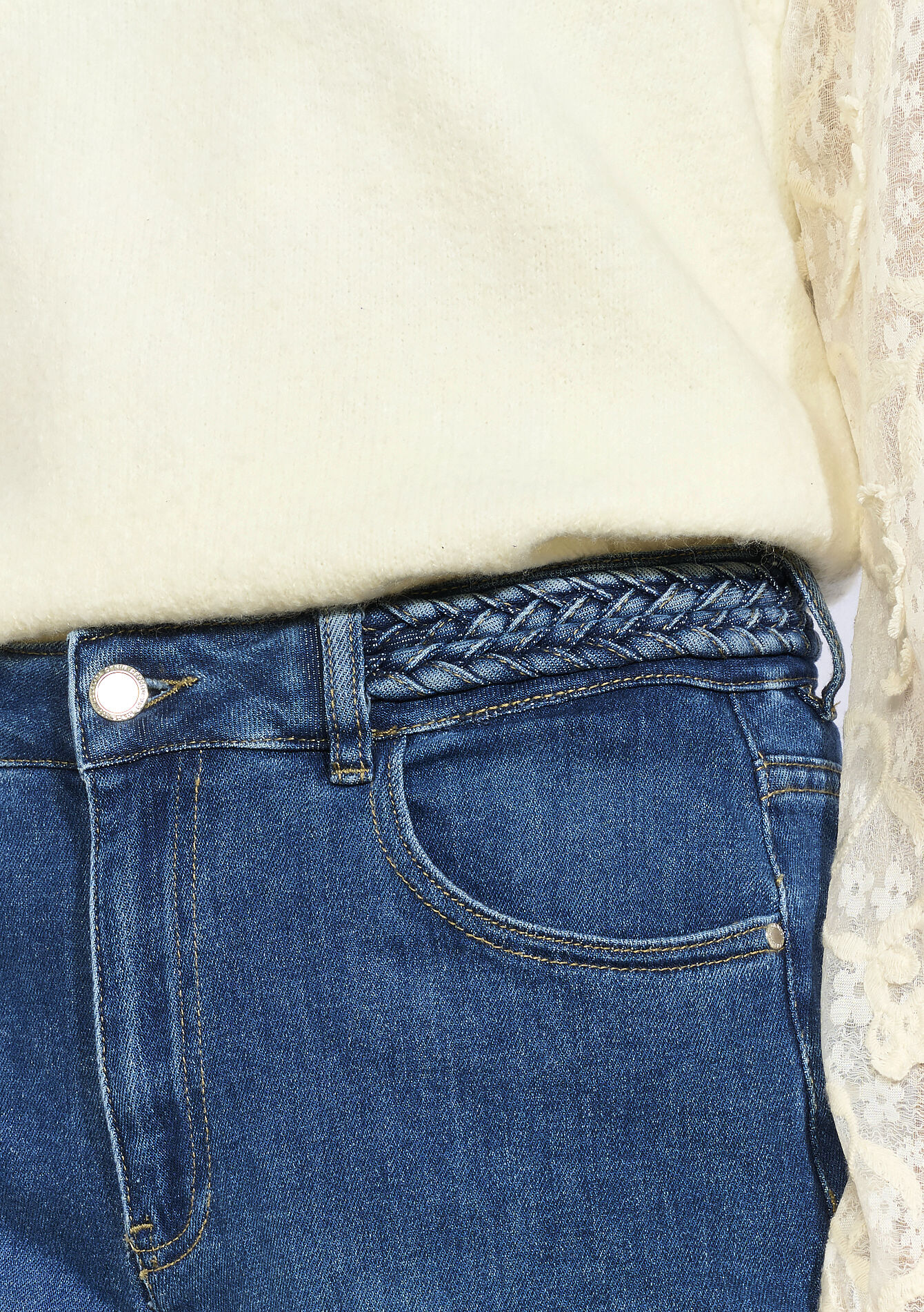 High-waist wijde jeans, High-waist wijde jeans - DARK BLUE - 22000633_0501