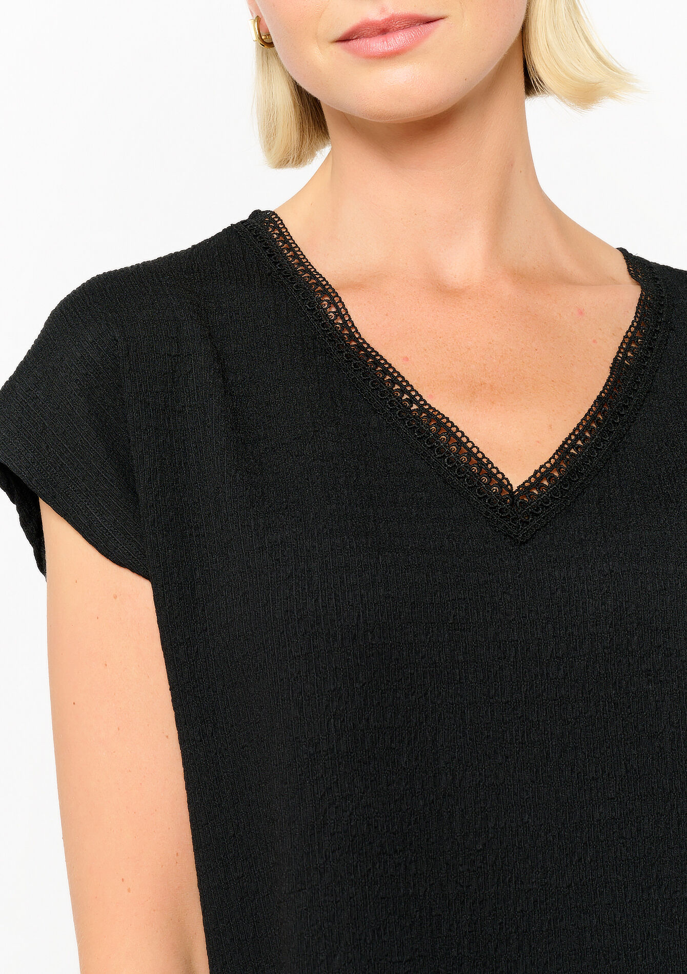 T-shirt en crêpe - BLACK - 02301651_1119