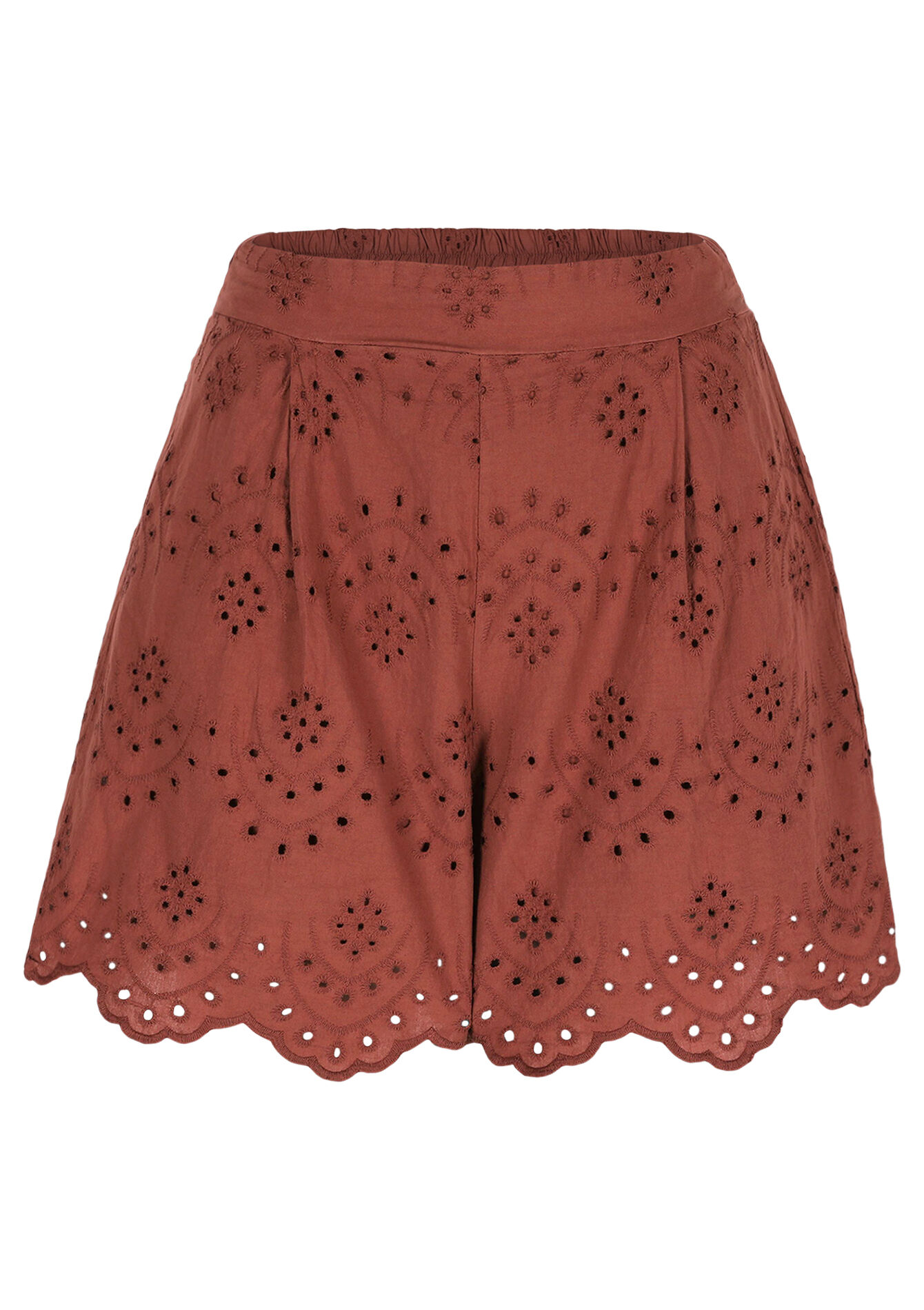 Embroidered short, Embroidered short - TERRACOTTA - 06100718_5303