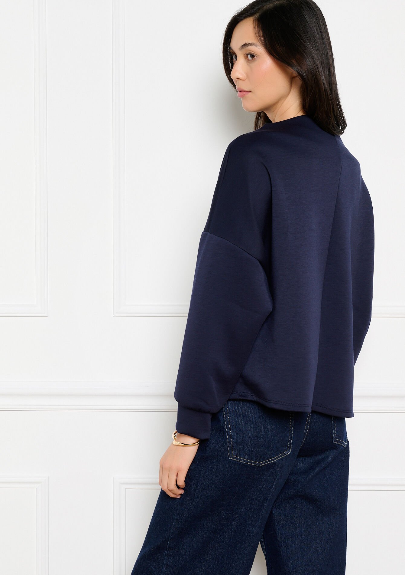 Relaxed boatneck sweatshirt - NAVY BASIC - 15100429_2723
