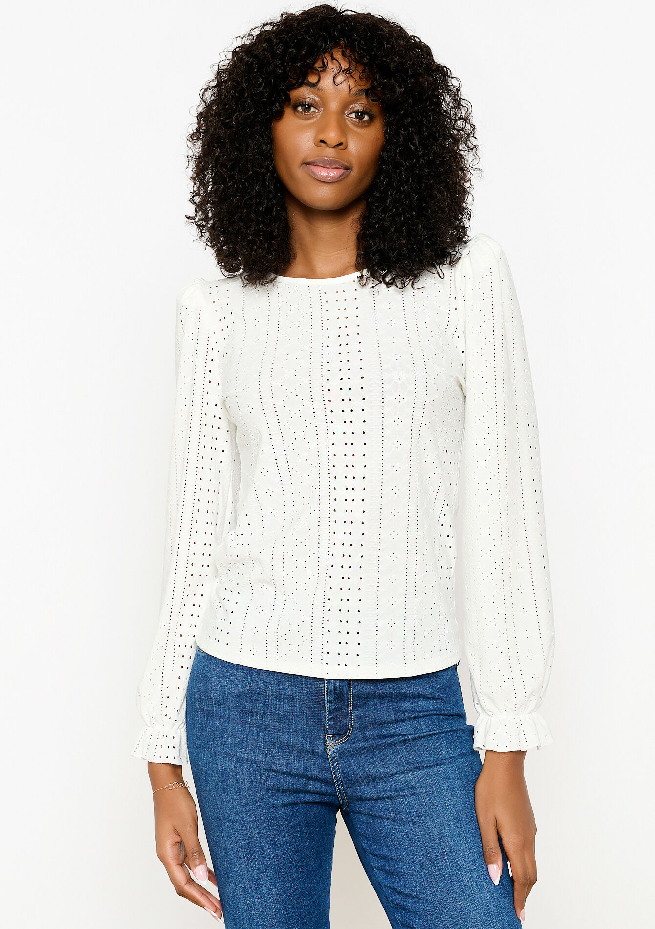 Blouse met broderie anglaise - OFFWHITE - 02400293_1001