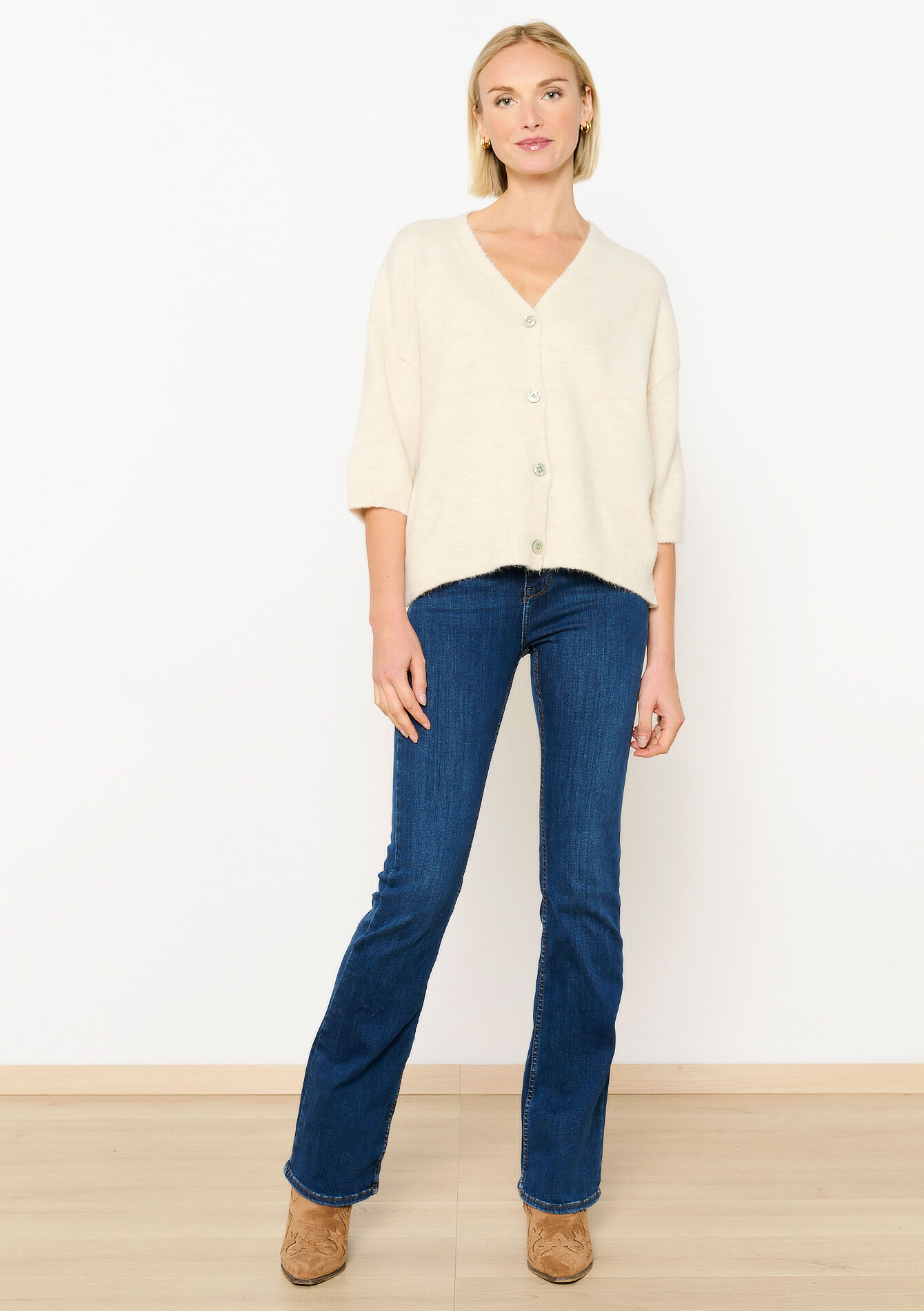 V-neck cardigan - VANILLA WHITE - 1119162