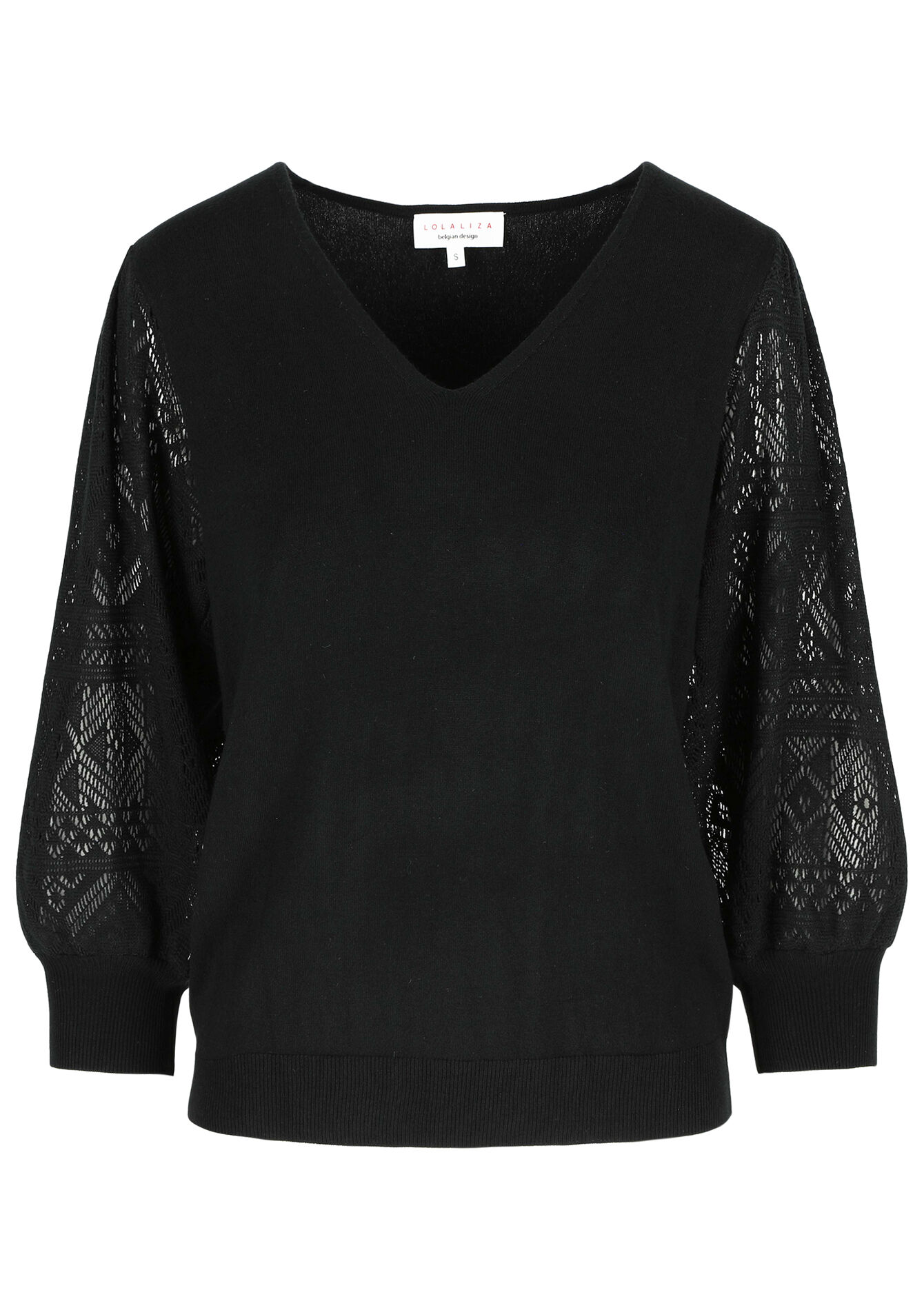 Trui met kanten mouwen, Trui met kanten mouwen - BLACK BEAUTY - 04006506_2600