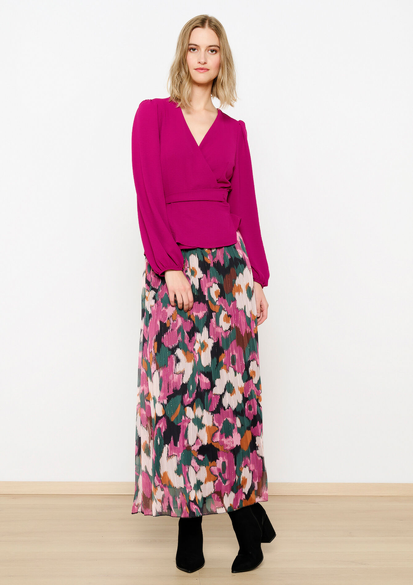 Wrap-over blouse, Wrap-over blouse - RED FRAMBOISE - 05702694_1496