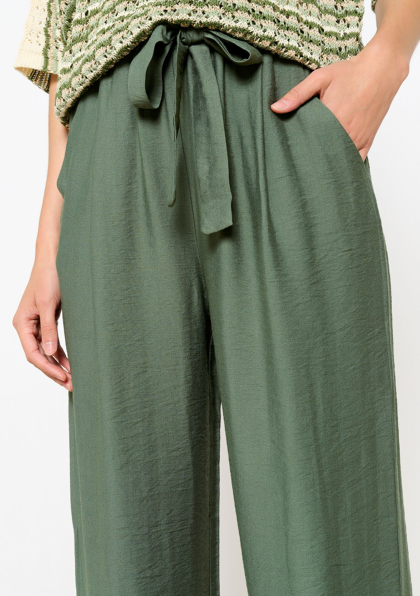 Wijde broek, Wijde broek - KHAKI MED - 06600889_4327