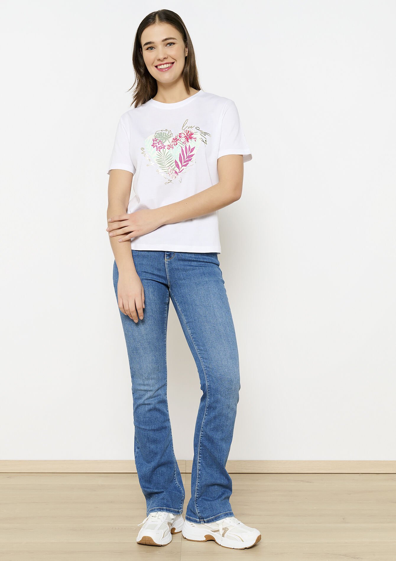 Katoenen T-shirt met kunstwerk, Katoenen T-shirt met kunstwerk - REAL WHITE - 02301673_2509