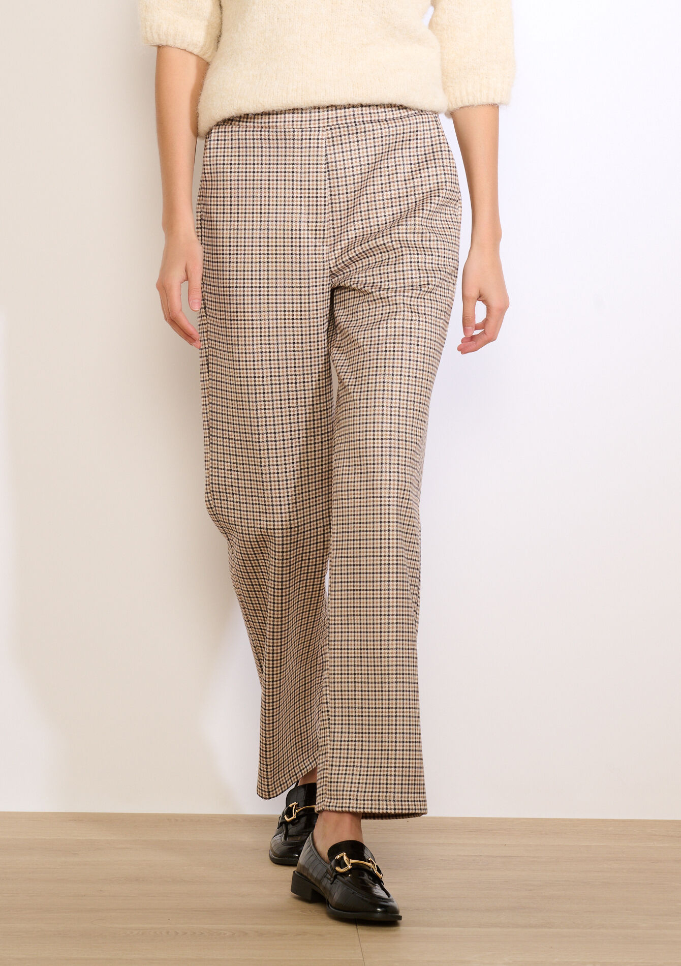 Geruite rechte broek, Geruite rechte broek - LT BEIGE - 06601071_2527