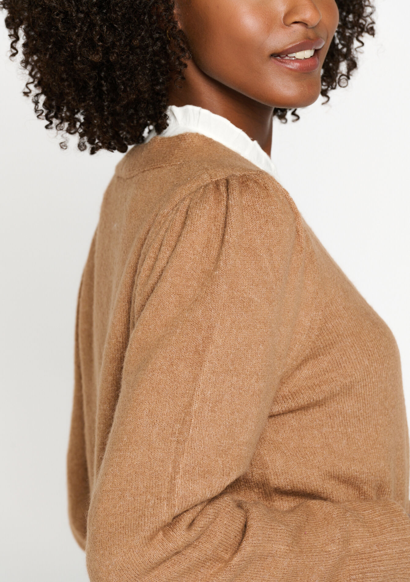 Cardigan with V-neck, Cardigan with V-neck - CAMEL GINGER - 04101050_3831