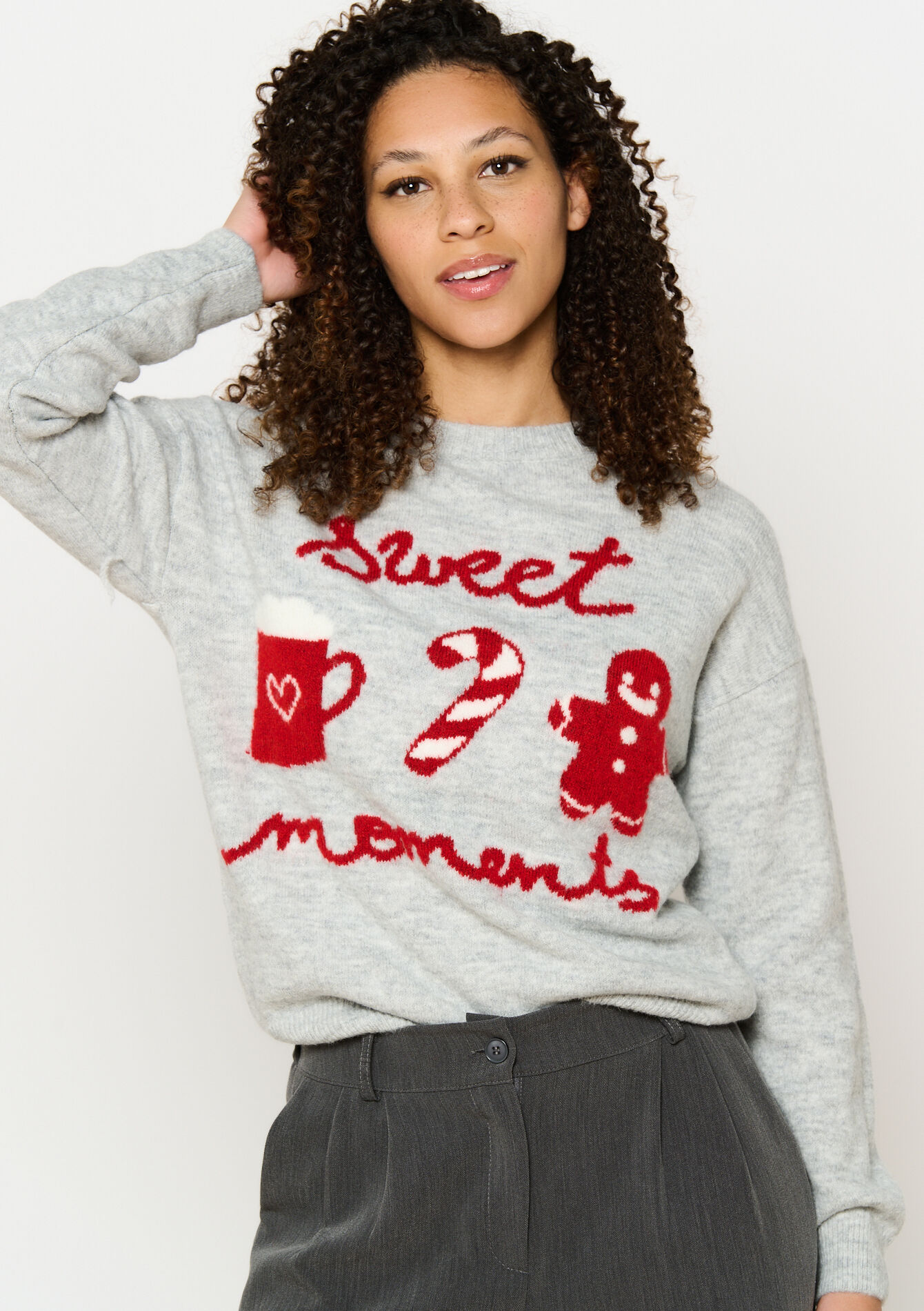 Jacquard kersttrui - LT GREY - 04006837_2574