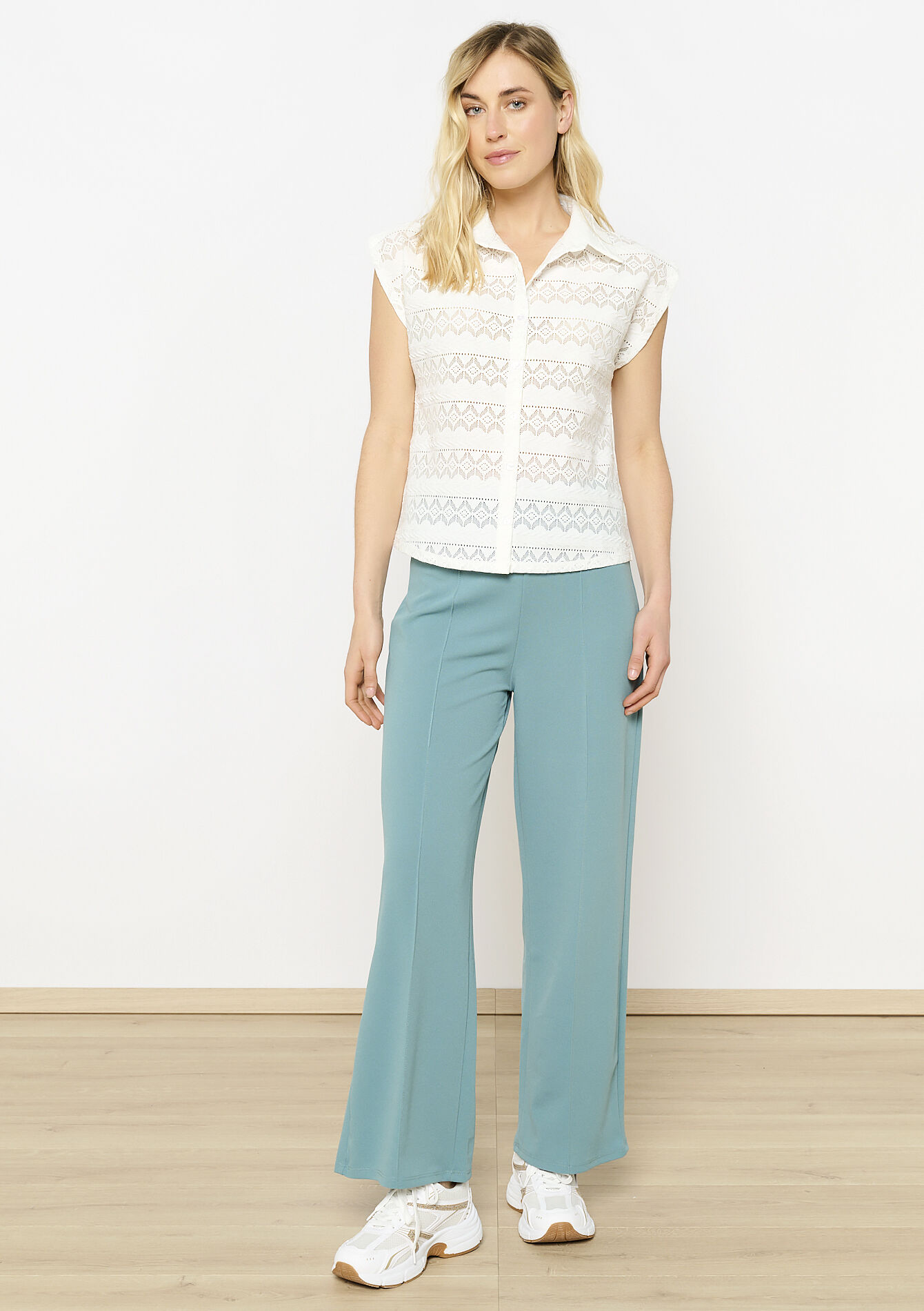 T-shirt met broderie anglaise, T-shirt met broderie anglaise - VANILLA WHITE - 02301755_1013