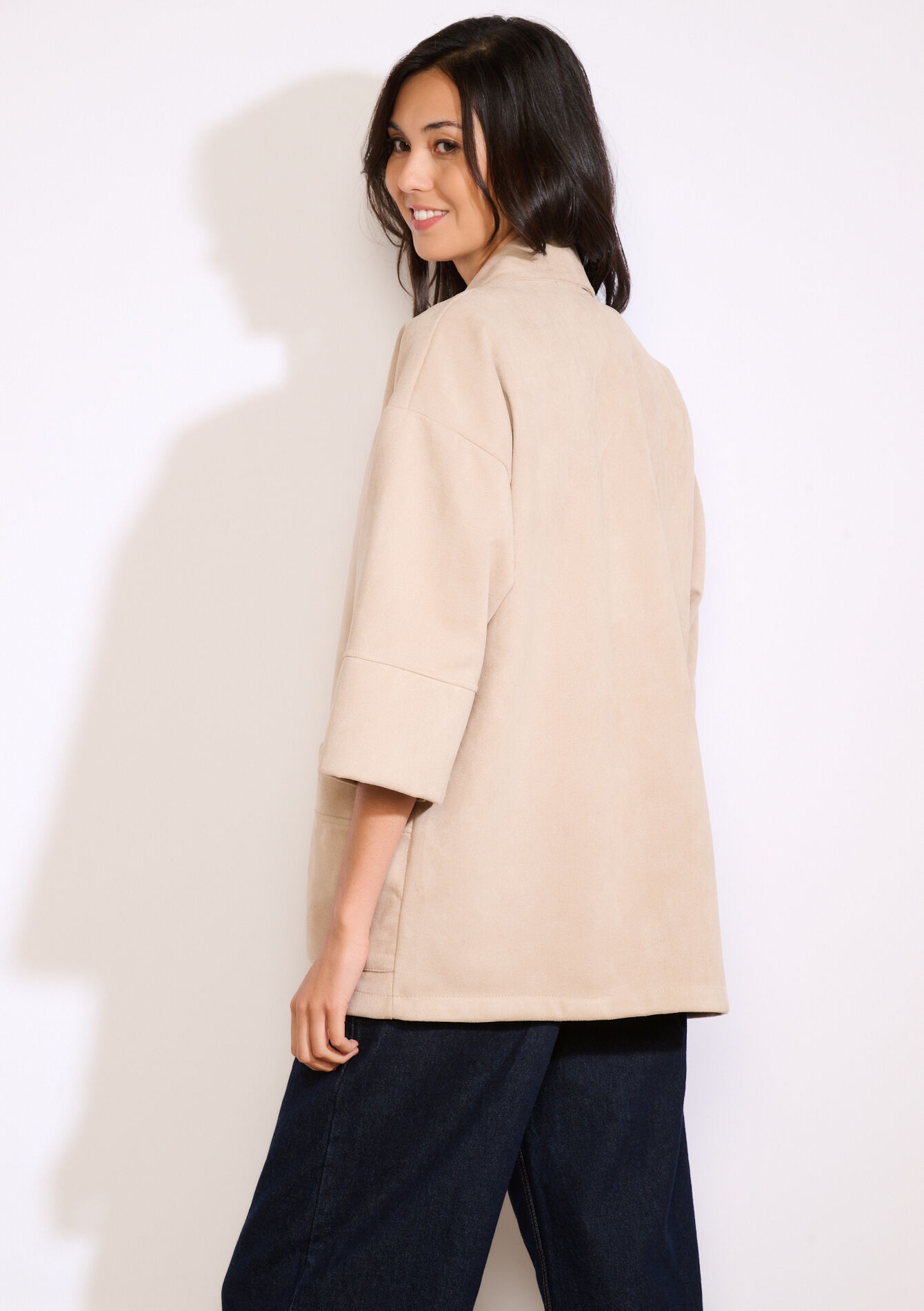 Suèdine blazer met zakken, Suèdine blazer met zakken - LT BEIGE - 09101105_2527