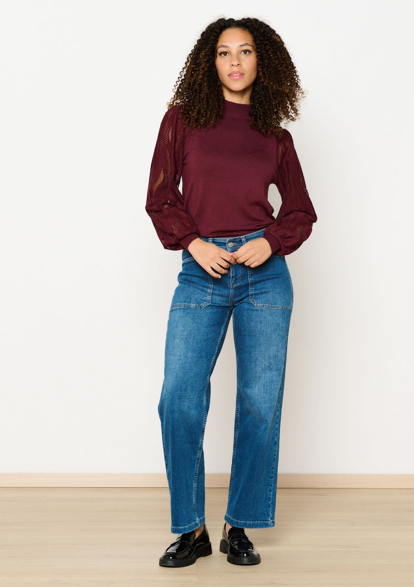 Trui met mesh mouwen - BORDEAUX WINE - 04006526_5514