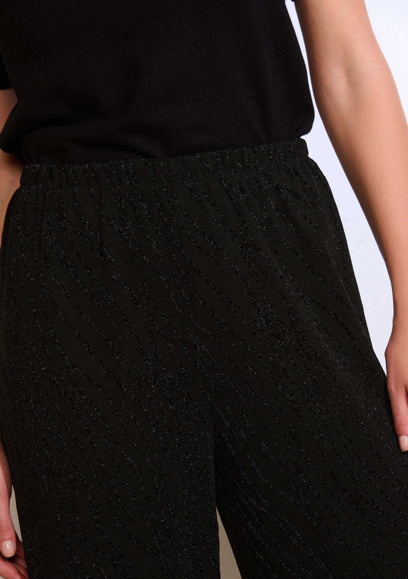 Wijde broek met zebra-lurex, Wijde broek met zebra-lurex - BLACK - 06601084_1119