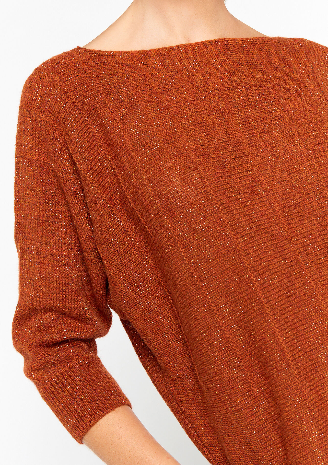 Lurex trui met vleermuismouwen - BRIQUE ORANGE - 04006276_1272