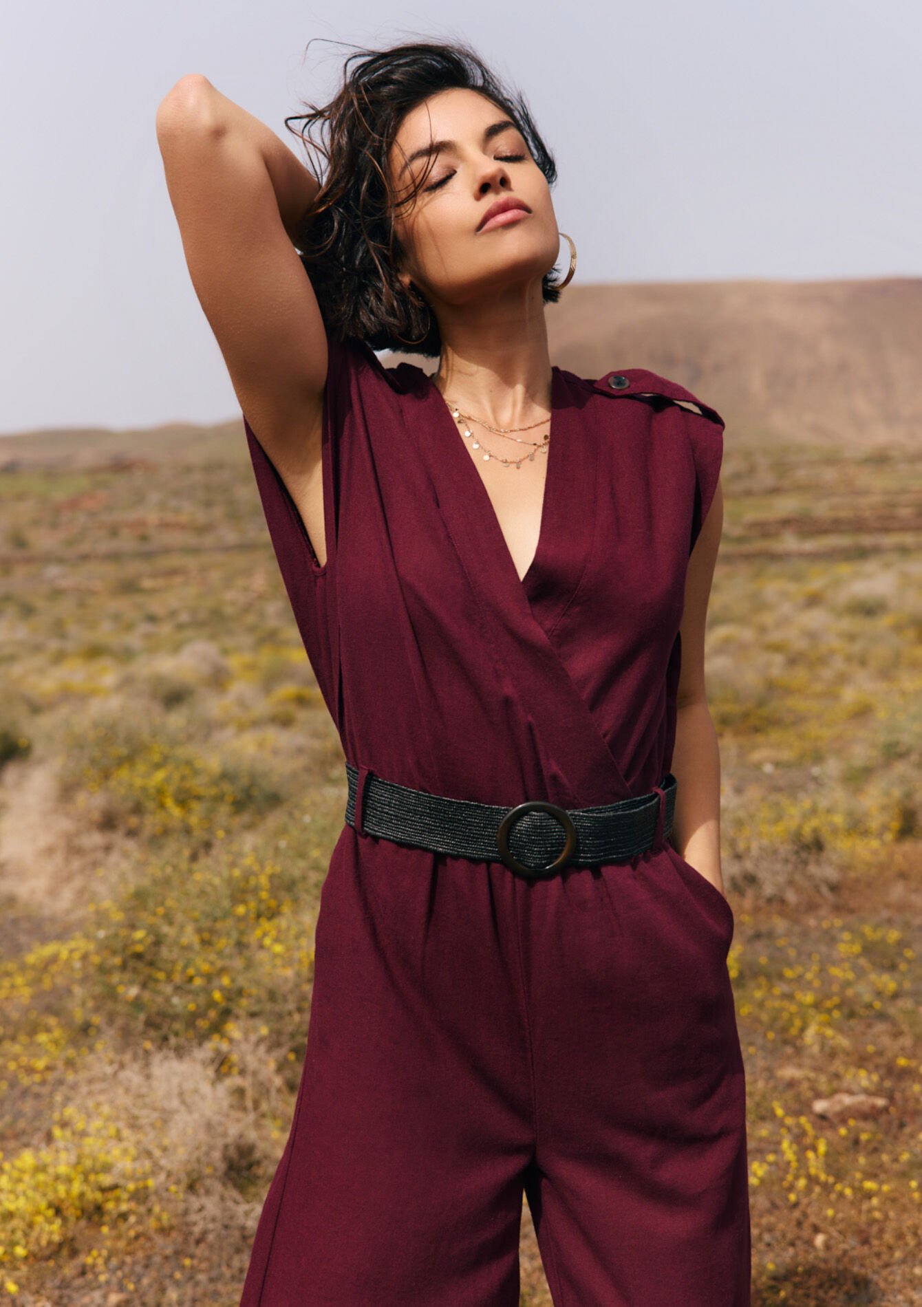 Ceintuur jumpsuit met overslag, Ceintuur jumpsuit met overslag - AUBERGINE - 06004673_1537