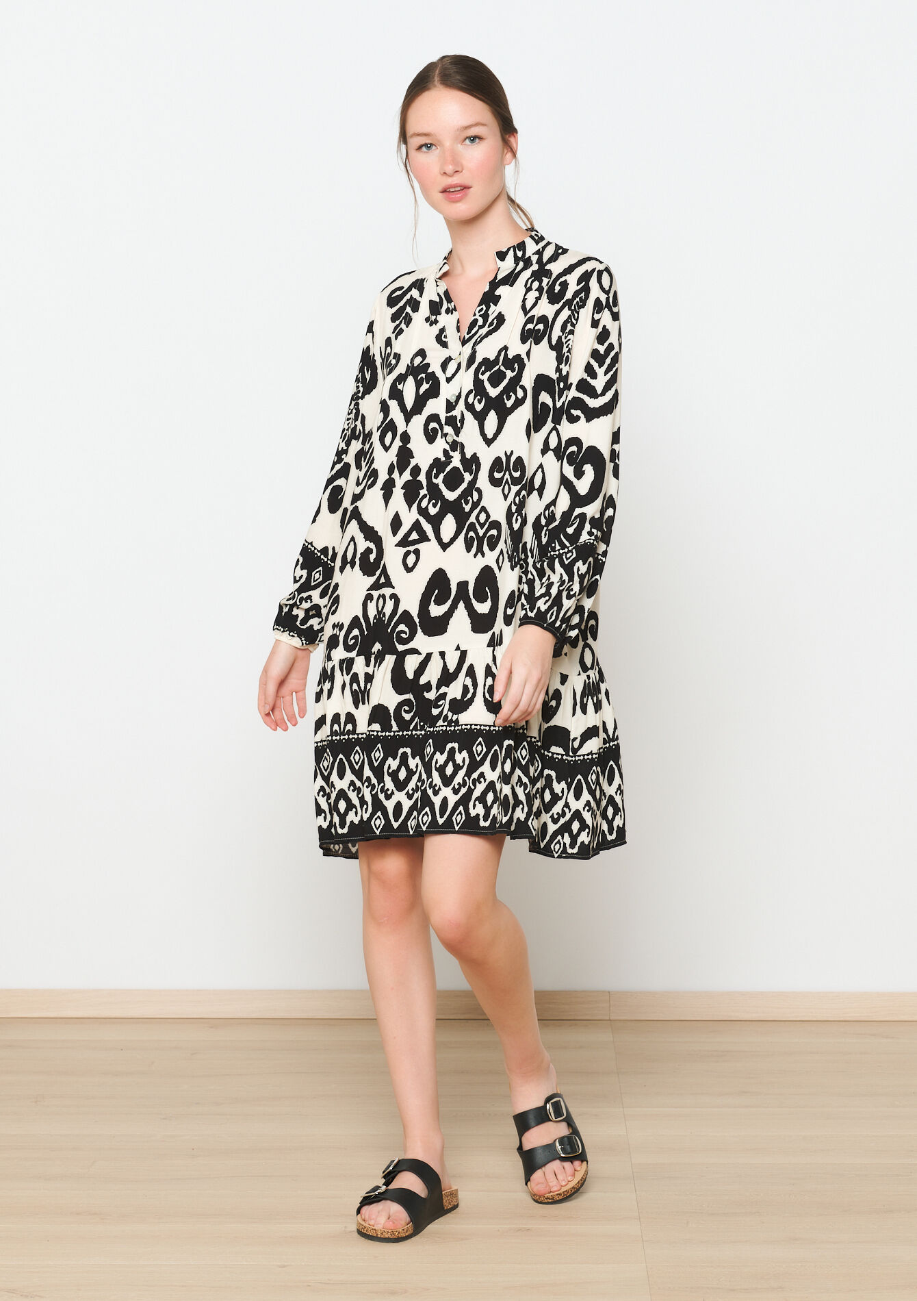 A-line dress with print - OFFWHITE - 08103546_1001