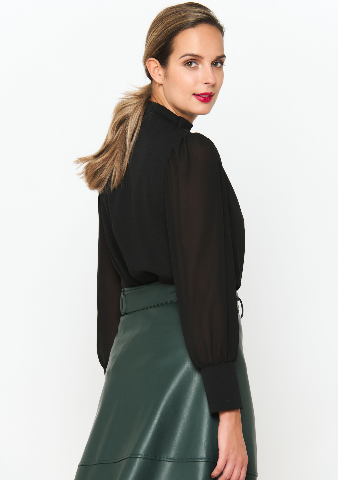 Blouse met lange mouwen, Blouse met lange mouwen - BLACK - 02400285_1119