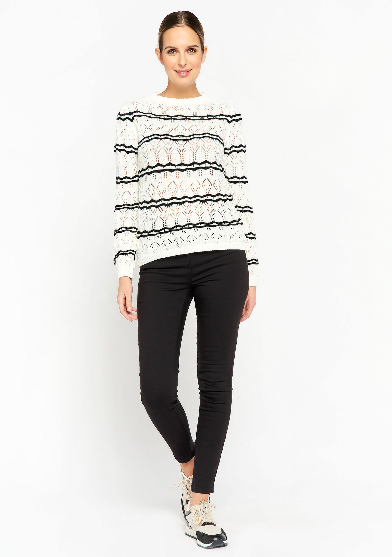 Two-coloured pullover, Two-coloured pullover - OPTICAL WHITE - 04006093_1019