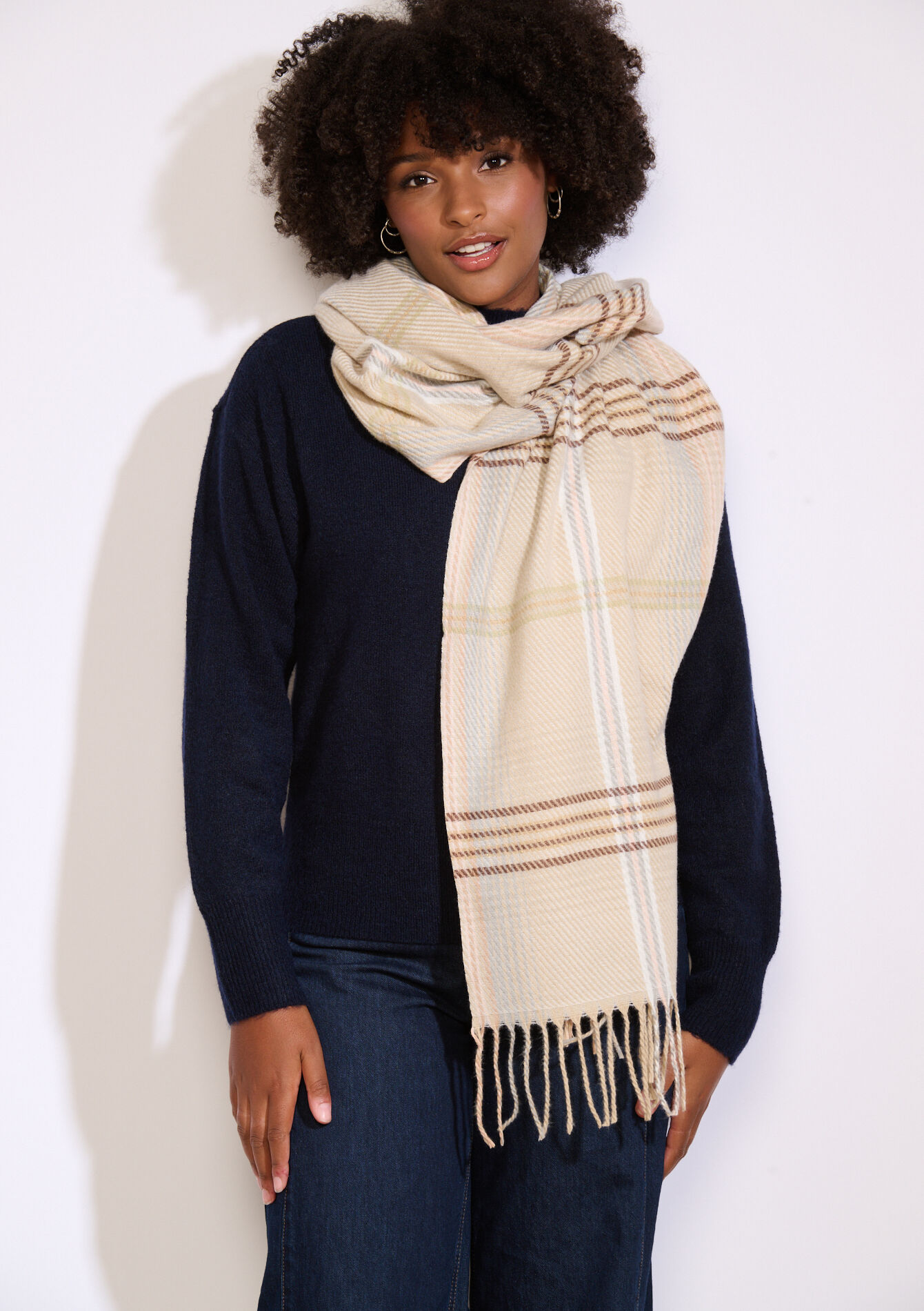 Geruite sjaal met lurex, Geruite sjaal met lurex, , detail_model