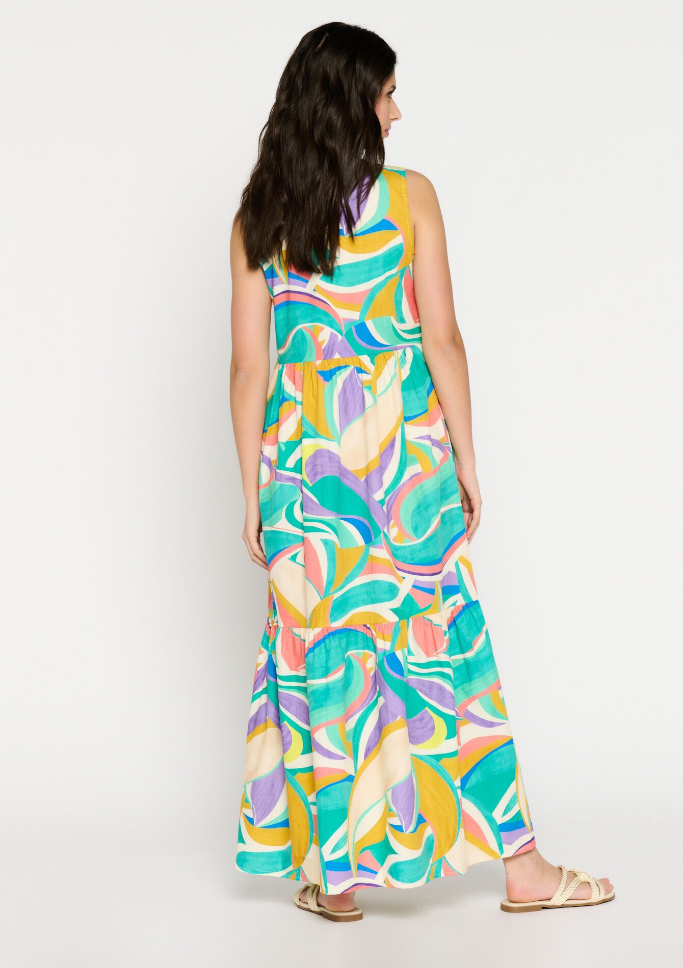 Maxi-jurk met grafische print, Maxi-jurk met grafische print - MINT GREEN - 08602058_1723