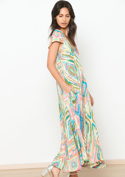 Maxi dress with ikat print - MULTICO - 08602322_1000