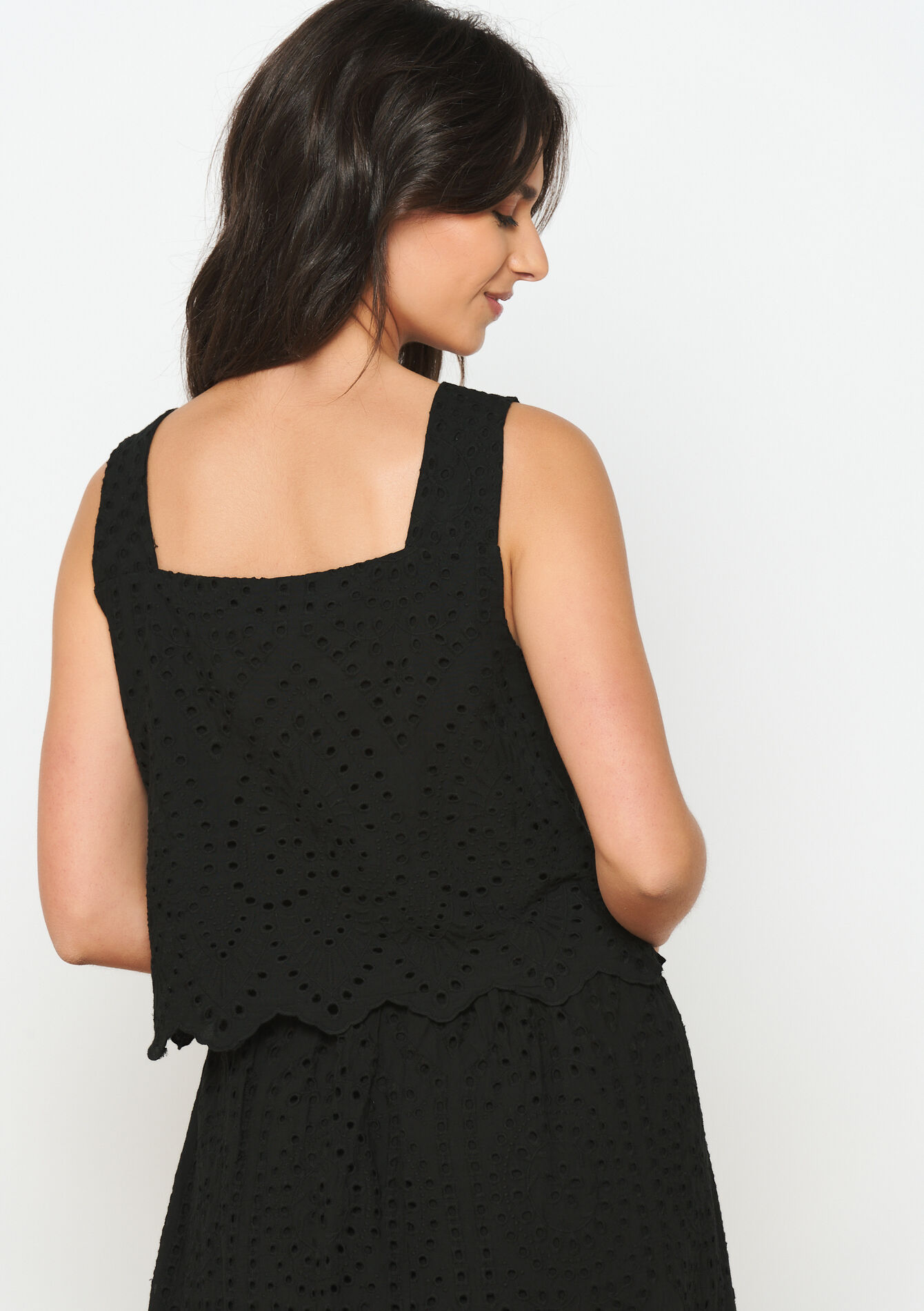 Top met broderie anglaise - BLACK - 05702501_1119