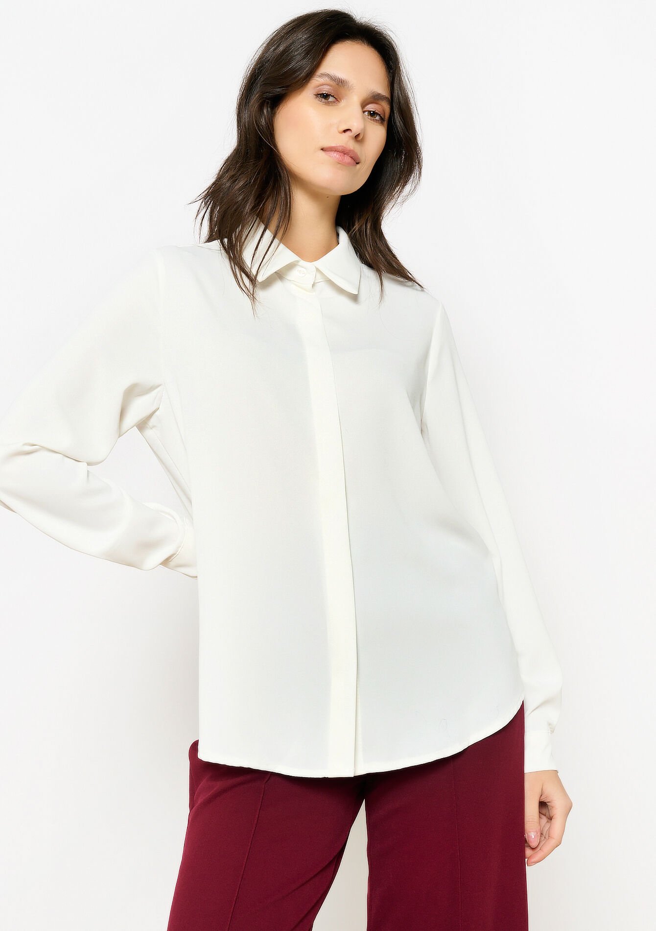 Chemise avec patte de boutonnage cachée, Chemise avec patte de boutonnage cachée - OPTICAL WHITE - 05702735_1019
