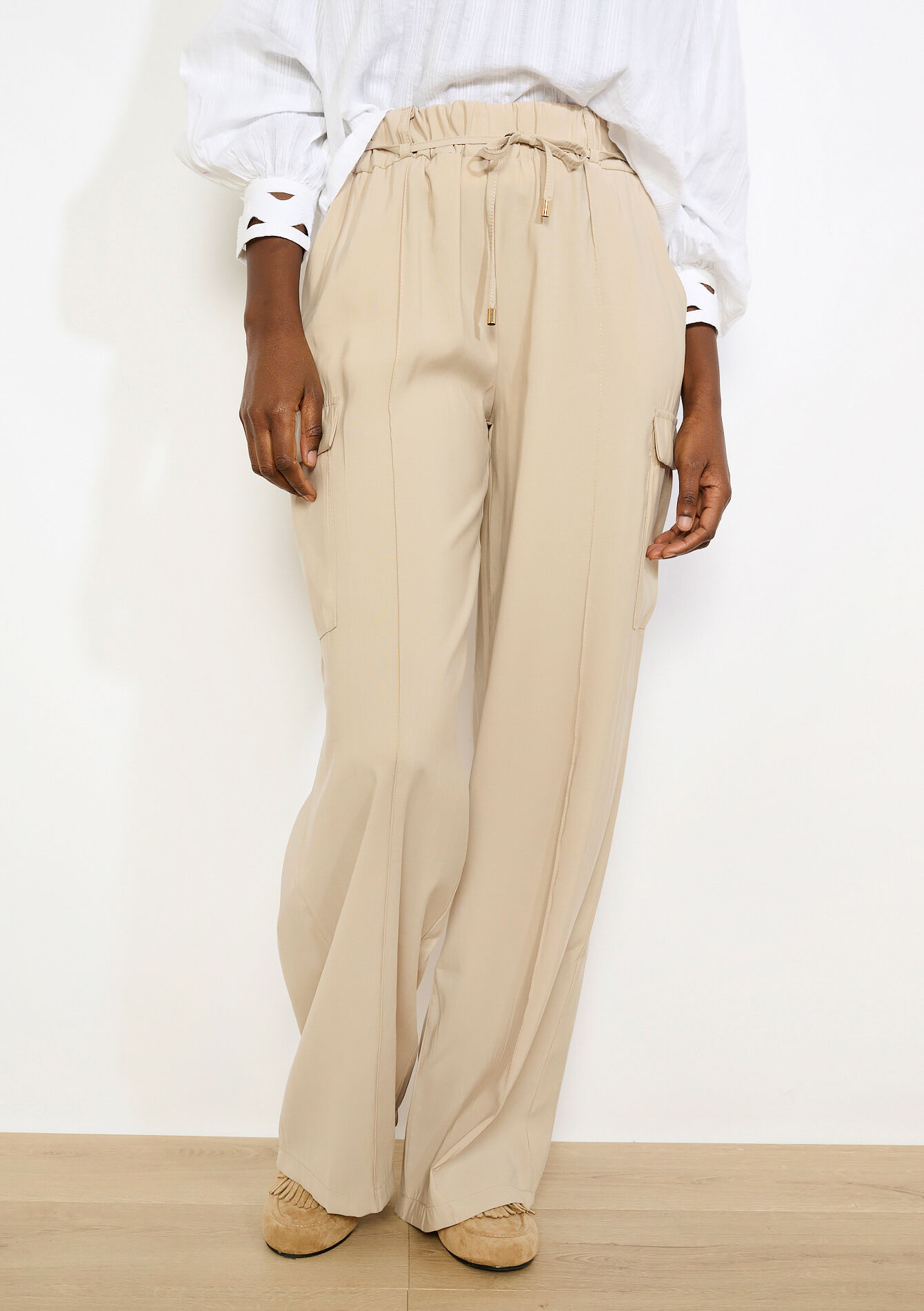 Pantalon cargo fluide, Pantalon cargo fluide - LT BEIGE - 06601127_2527