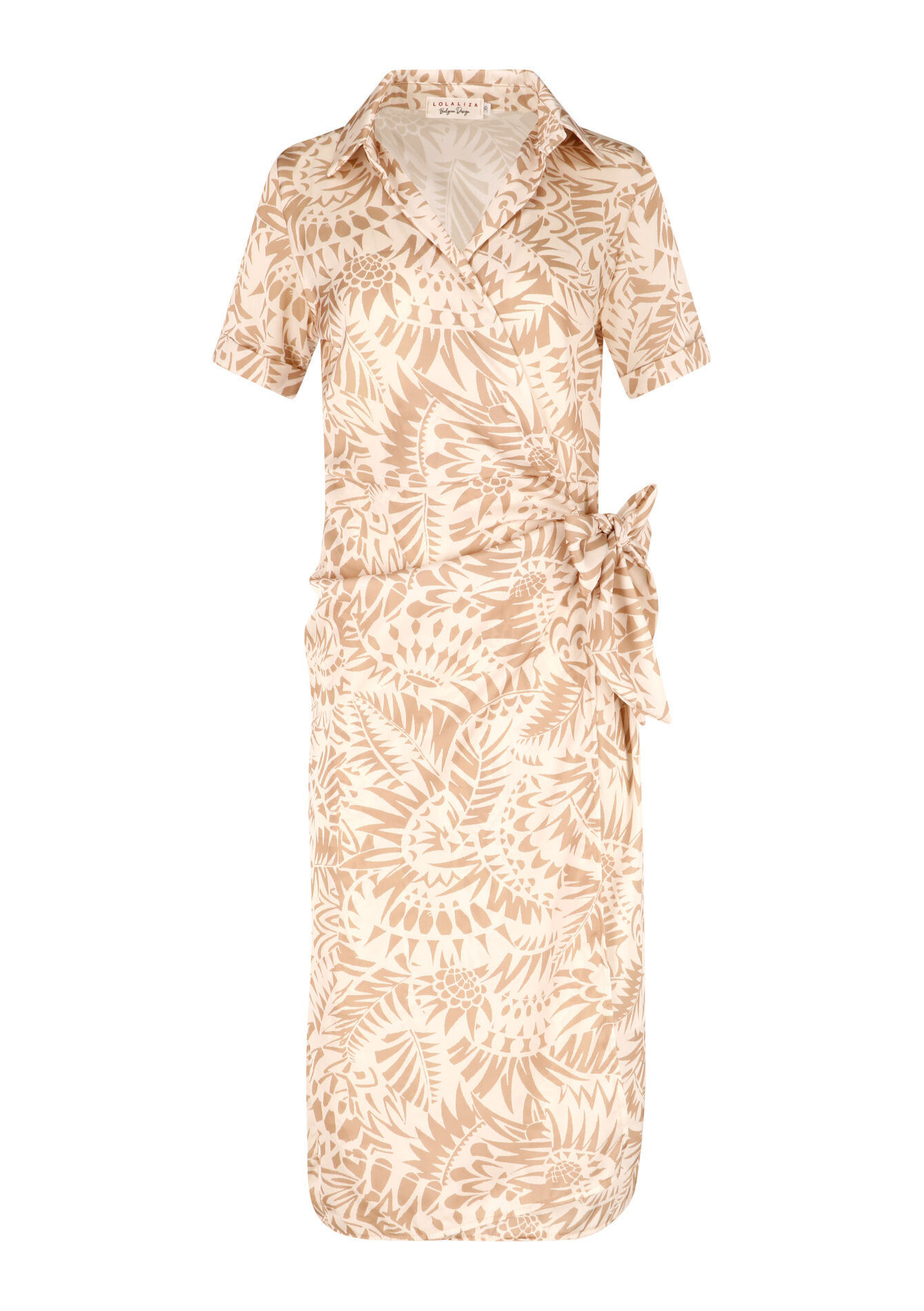 Shirt dress with print - BEIGE SAND - 08601969_1940