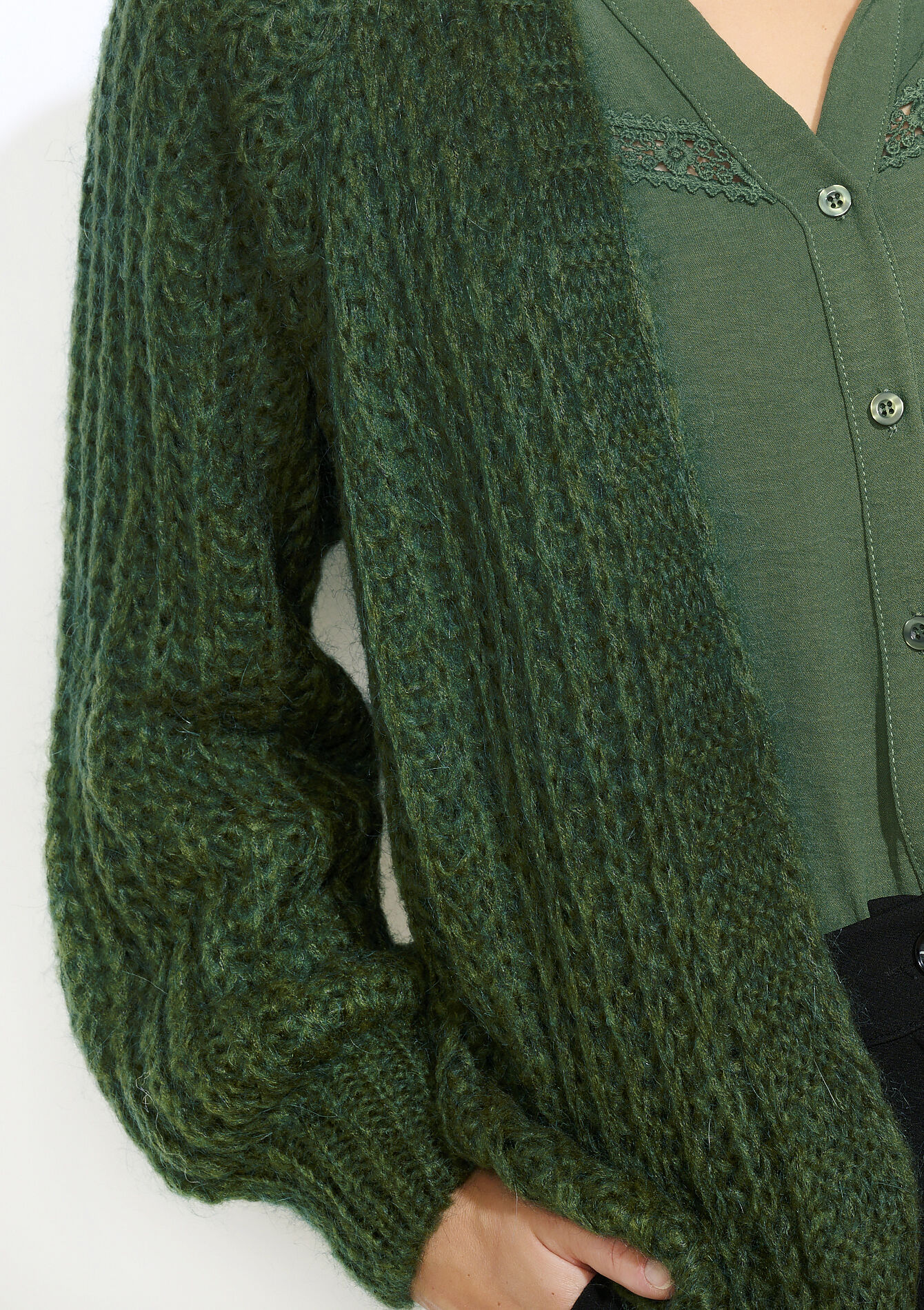 GG-vest van zwaar tricot - KHAKI FADED - 04101344_4326