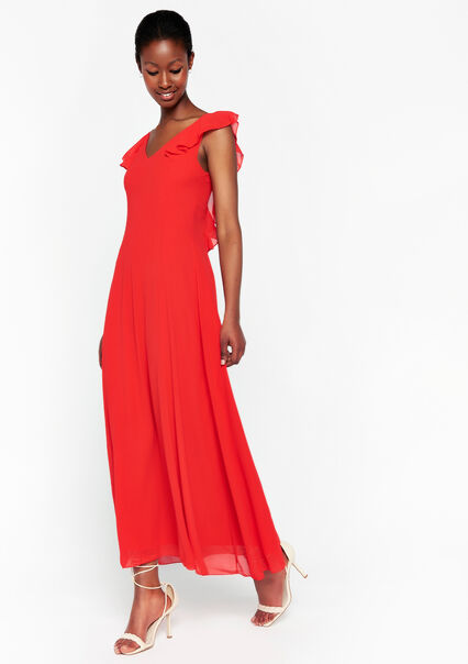 Maxi-jurk met rugdecolleté - REAL RED - 08601667_1393