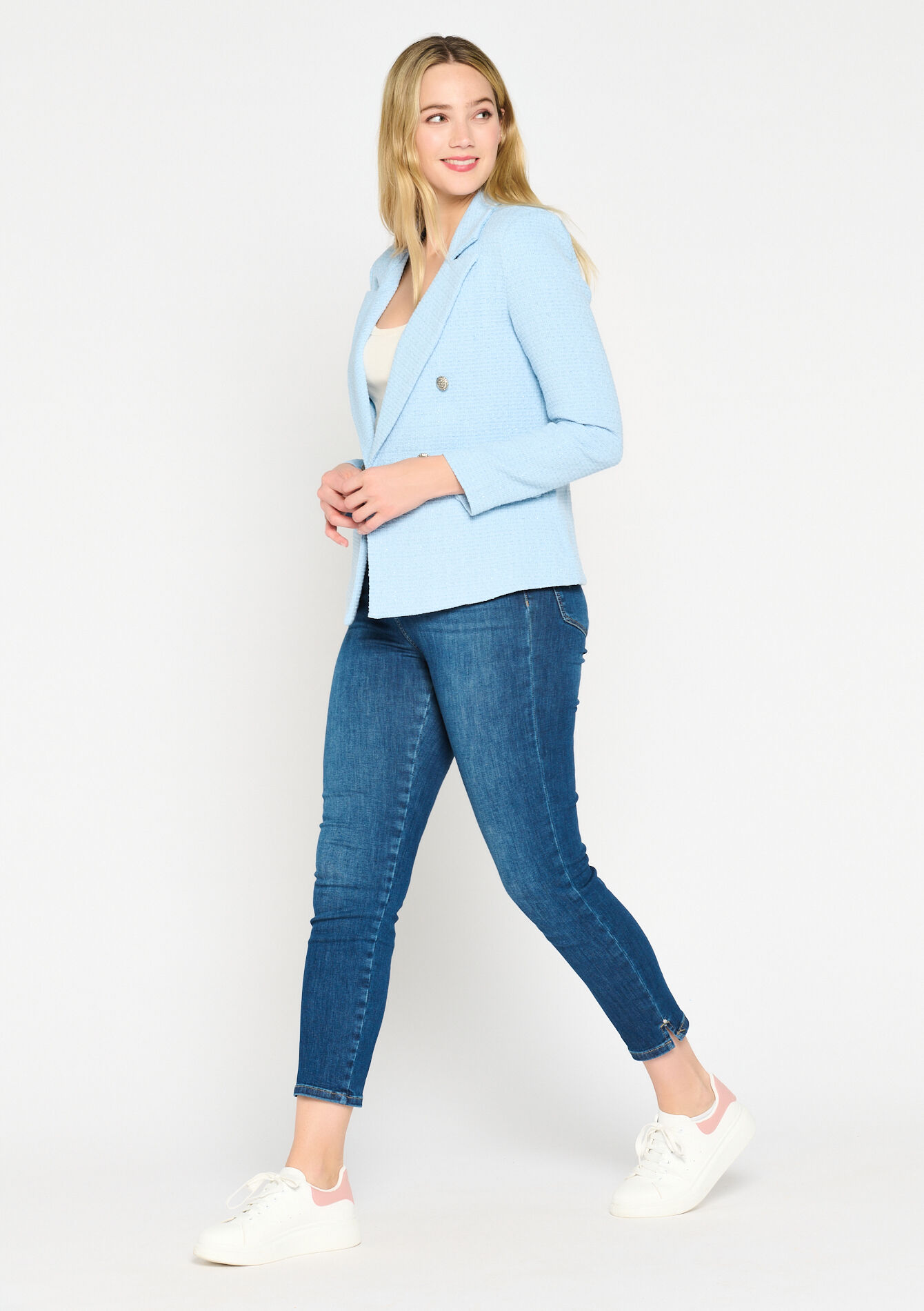 Blazer en tweed, Blazer en tweed - BLUE PASTEL - 09100765_3003