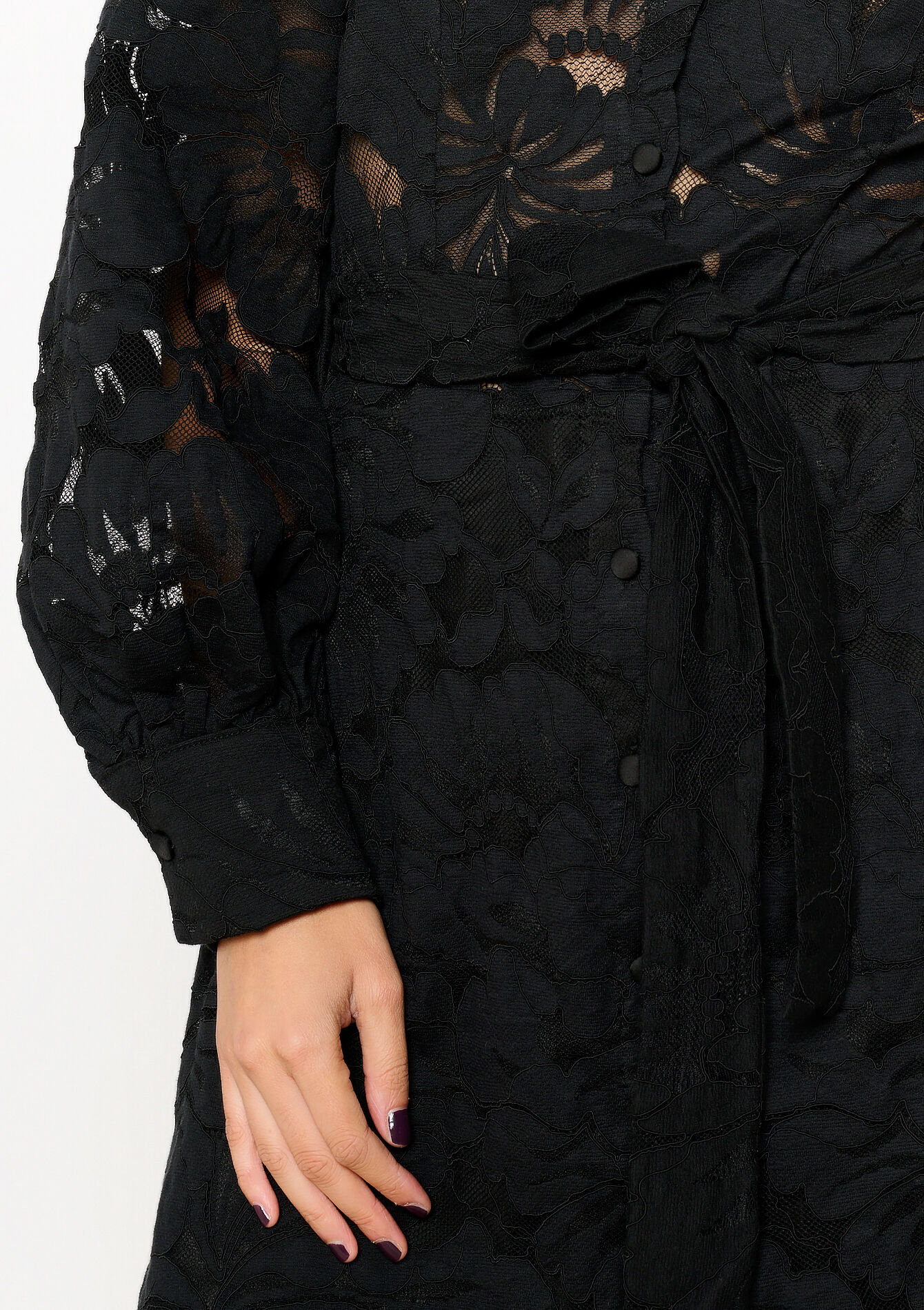 Robe-chemise en dentelle, Robe-chemise en dentelle - BLACK - 08103858_1119