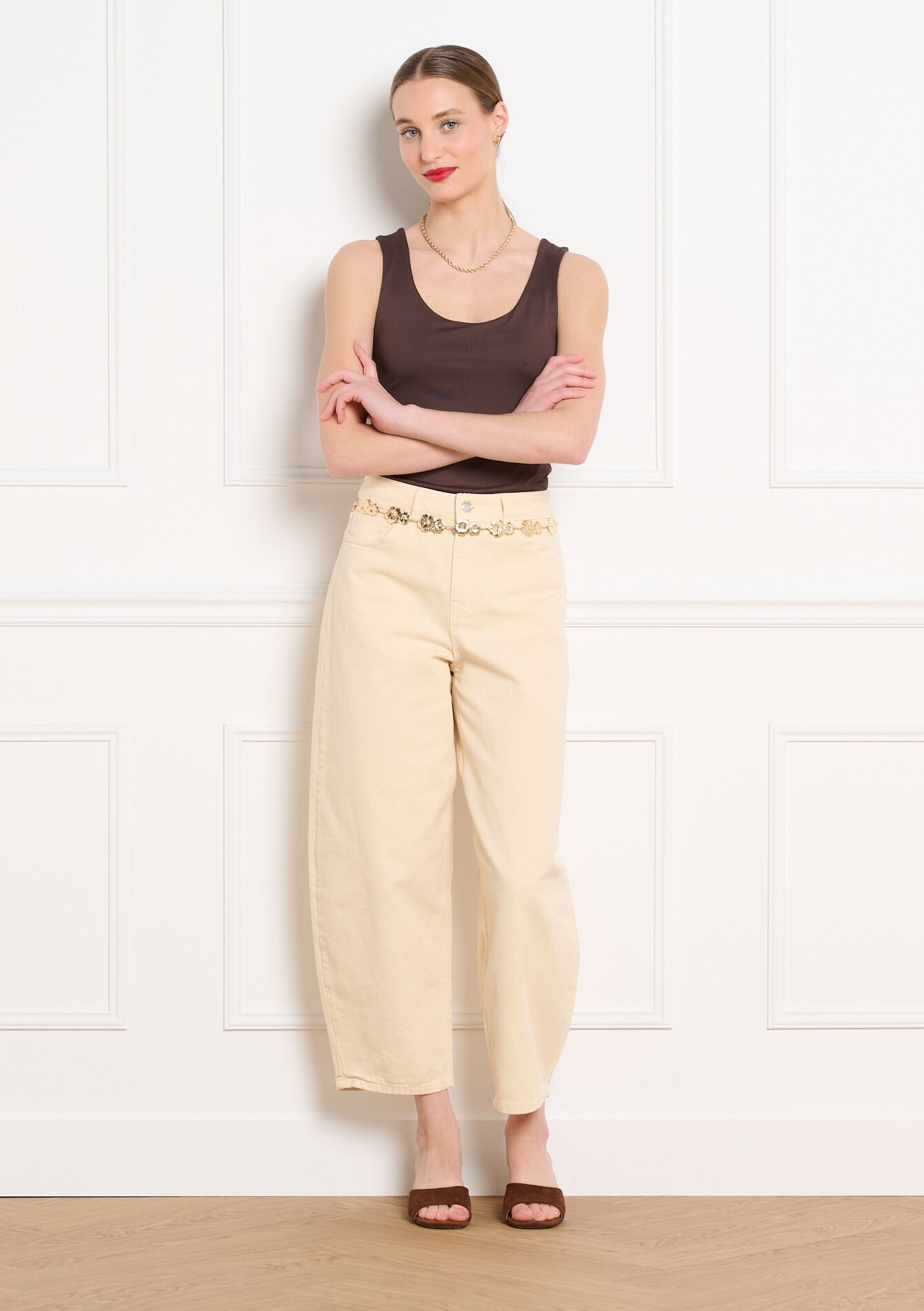 Hoge taille barrel broek, , back